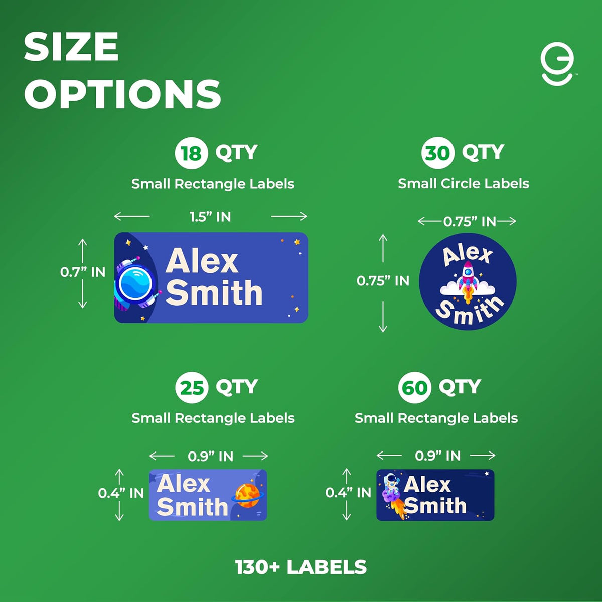 Personalized Name Tag Stickers for Kids (130+ Pack) | Space-Themed Waterproof Labels for School