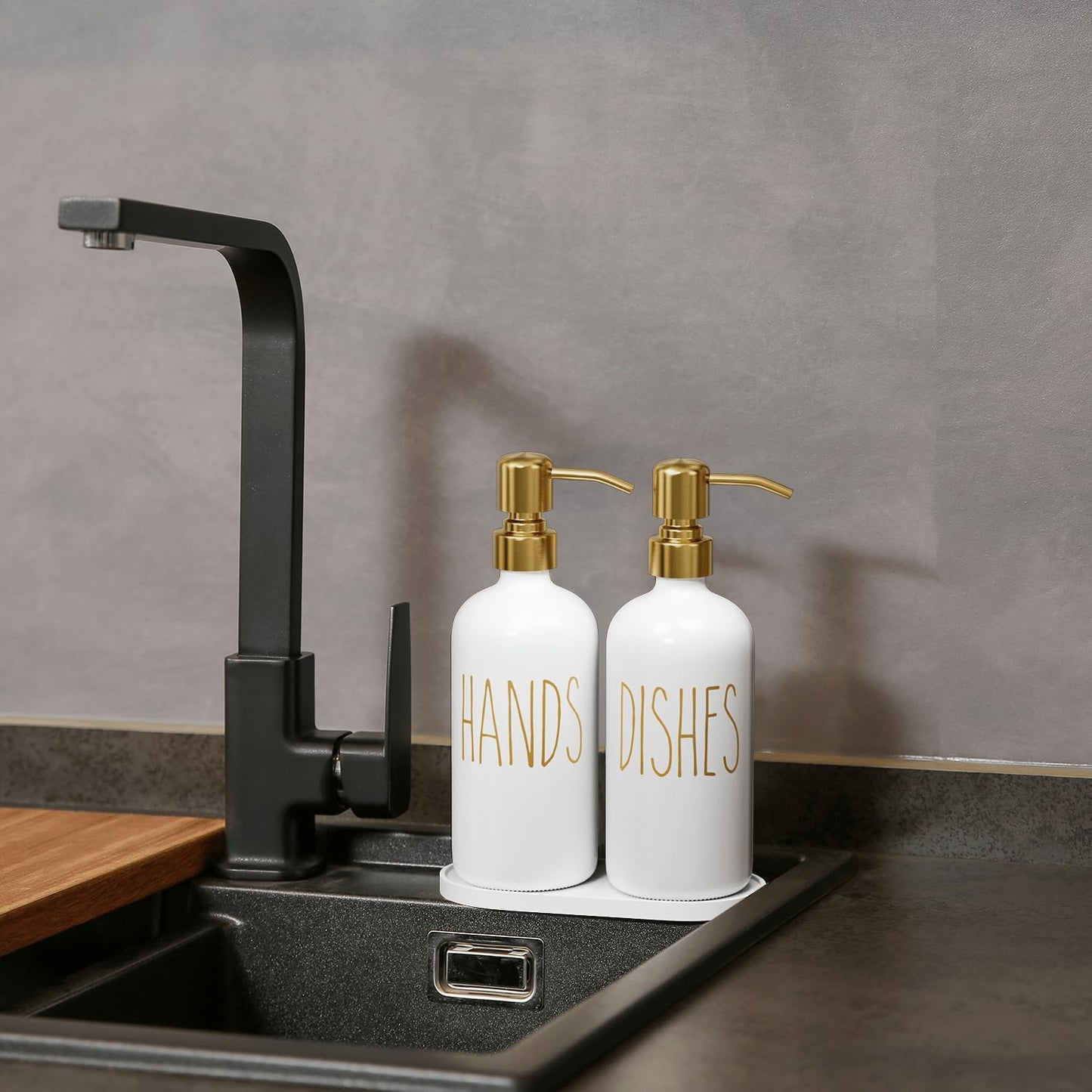 MOMEEMO Kitchen Soap Dispenser Set, Contains Dish and Hand Soap Dispenser, Suitable for Kitchen