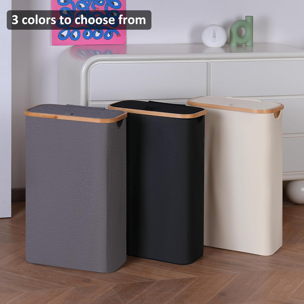 60L Slim Laundry Hamper,Laundry Basket with Lid,Tall Hamper for Laundry,Dirty Cloth Hamper with