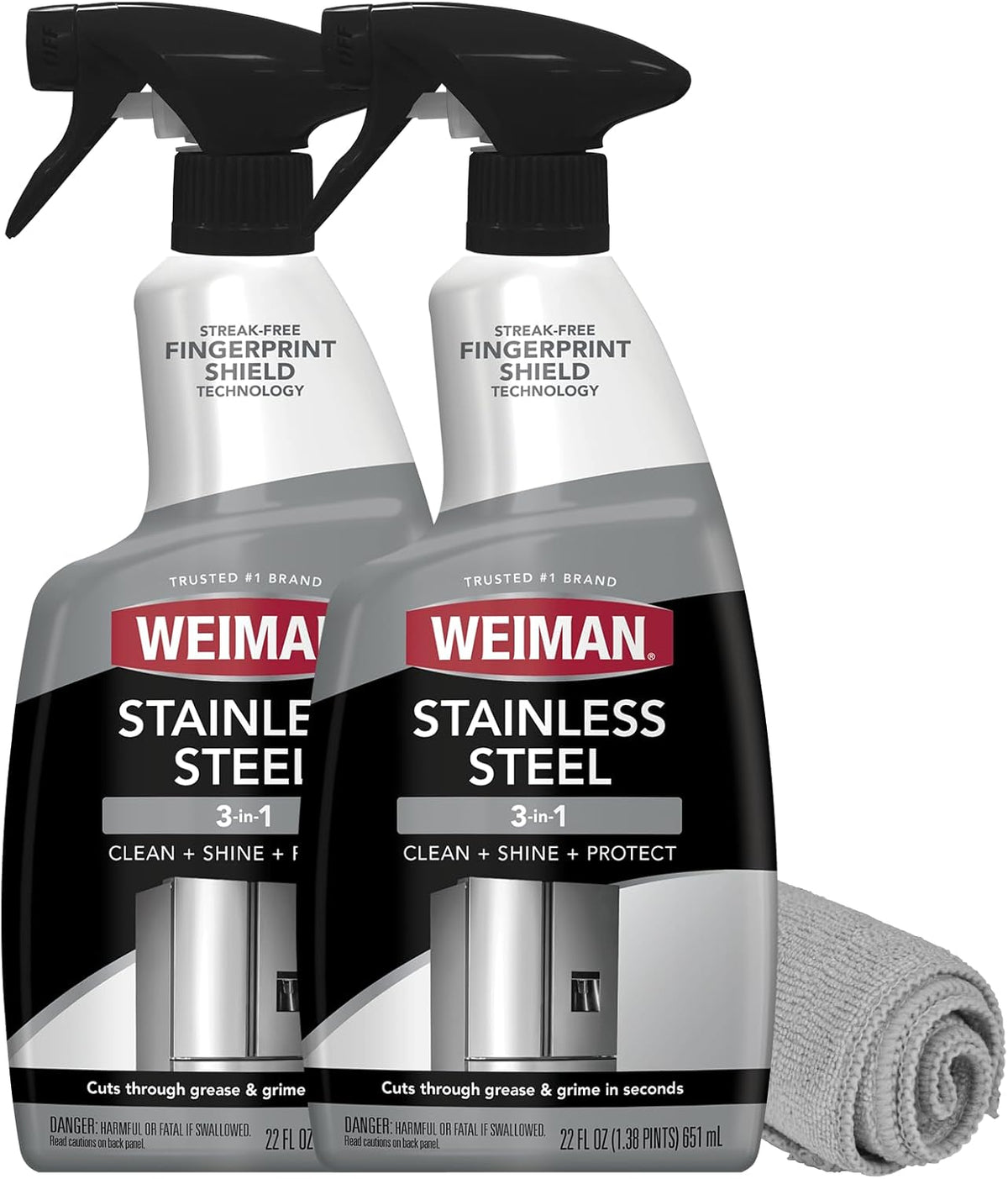 Weiman Stainless Steel Cleaner and Polish - Protects Appliances from Fingerprints, Leaves a