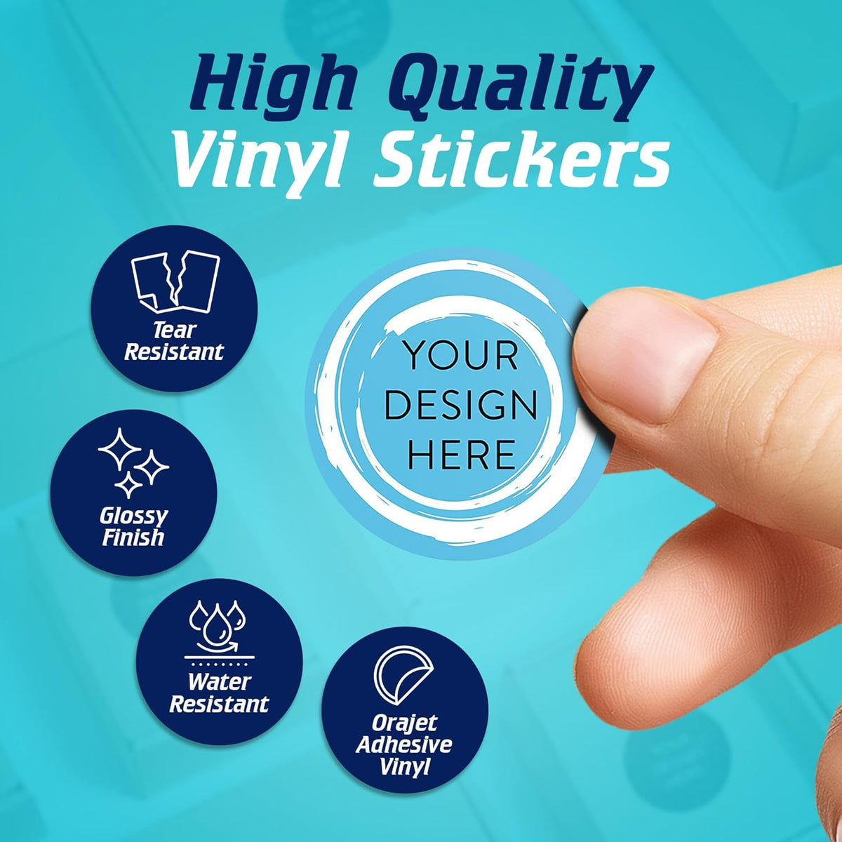 100 Custom Vinyl Stickers - Upload Your own Image, Text, Design, Logo - Personalized Logo Labels