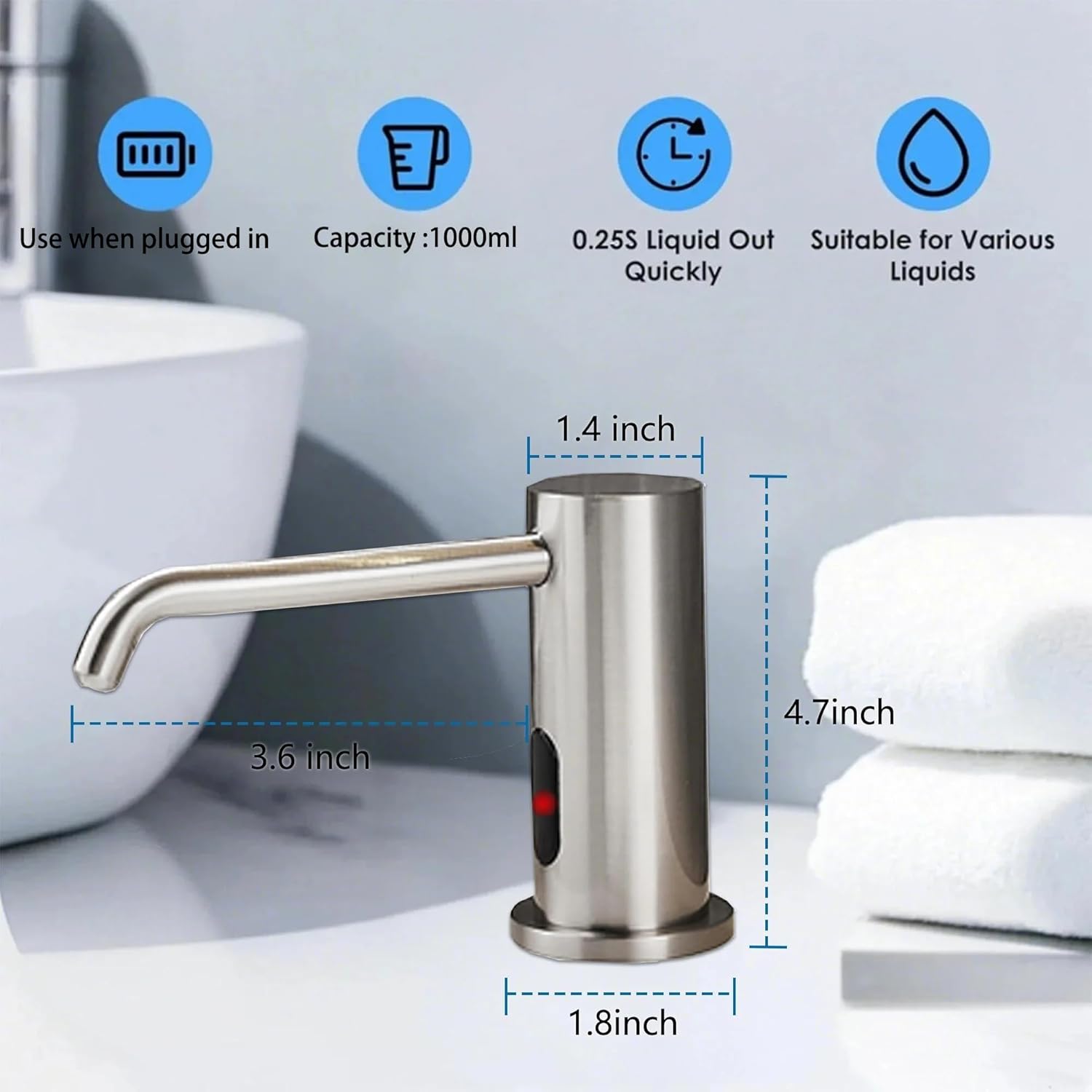 Automatic Soap Dispenser Touchless for Kitchen and Bathroom, Sink Built in Commercial Electric Soap