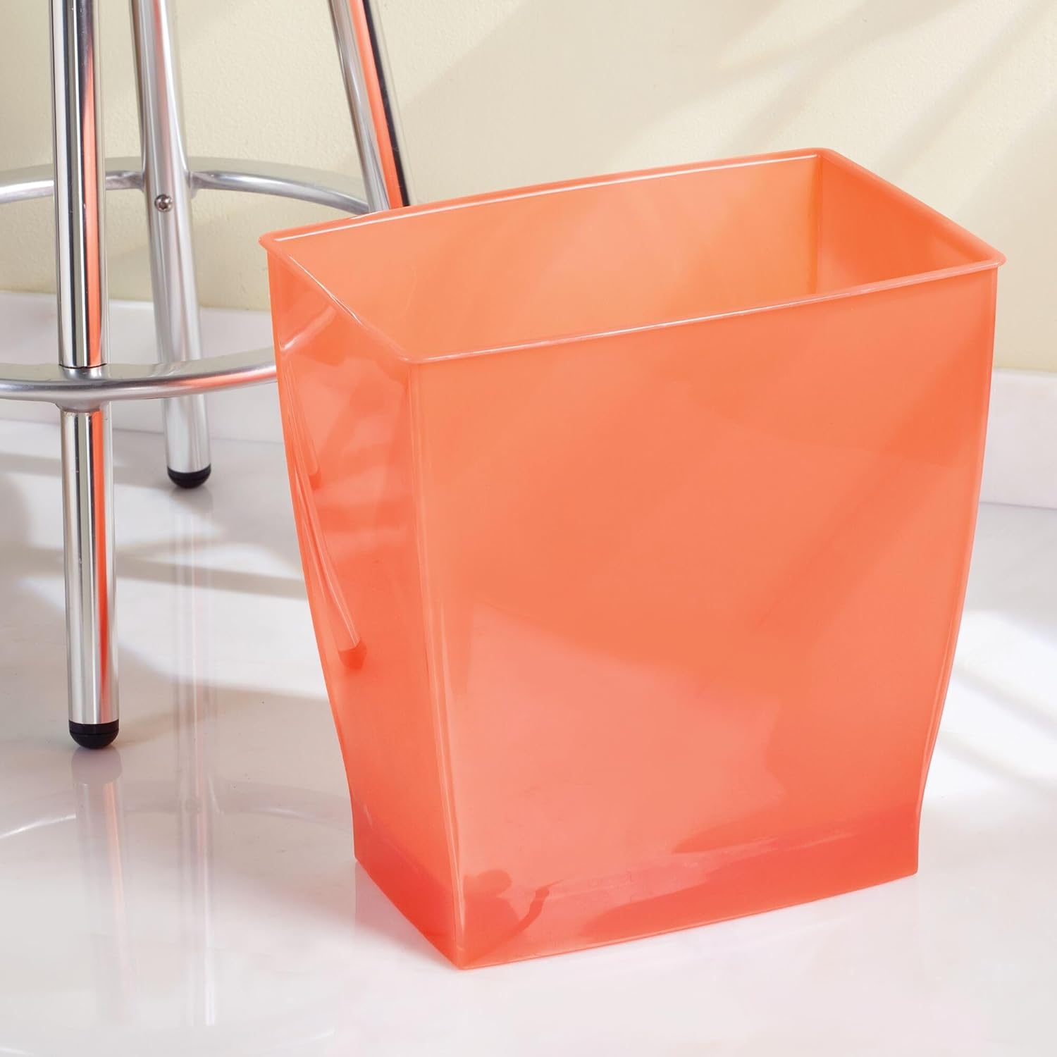 iDesign Small Rectangular Bathroom Trash Cans - Set of 4 - Tango Orange, Made in USA