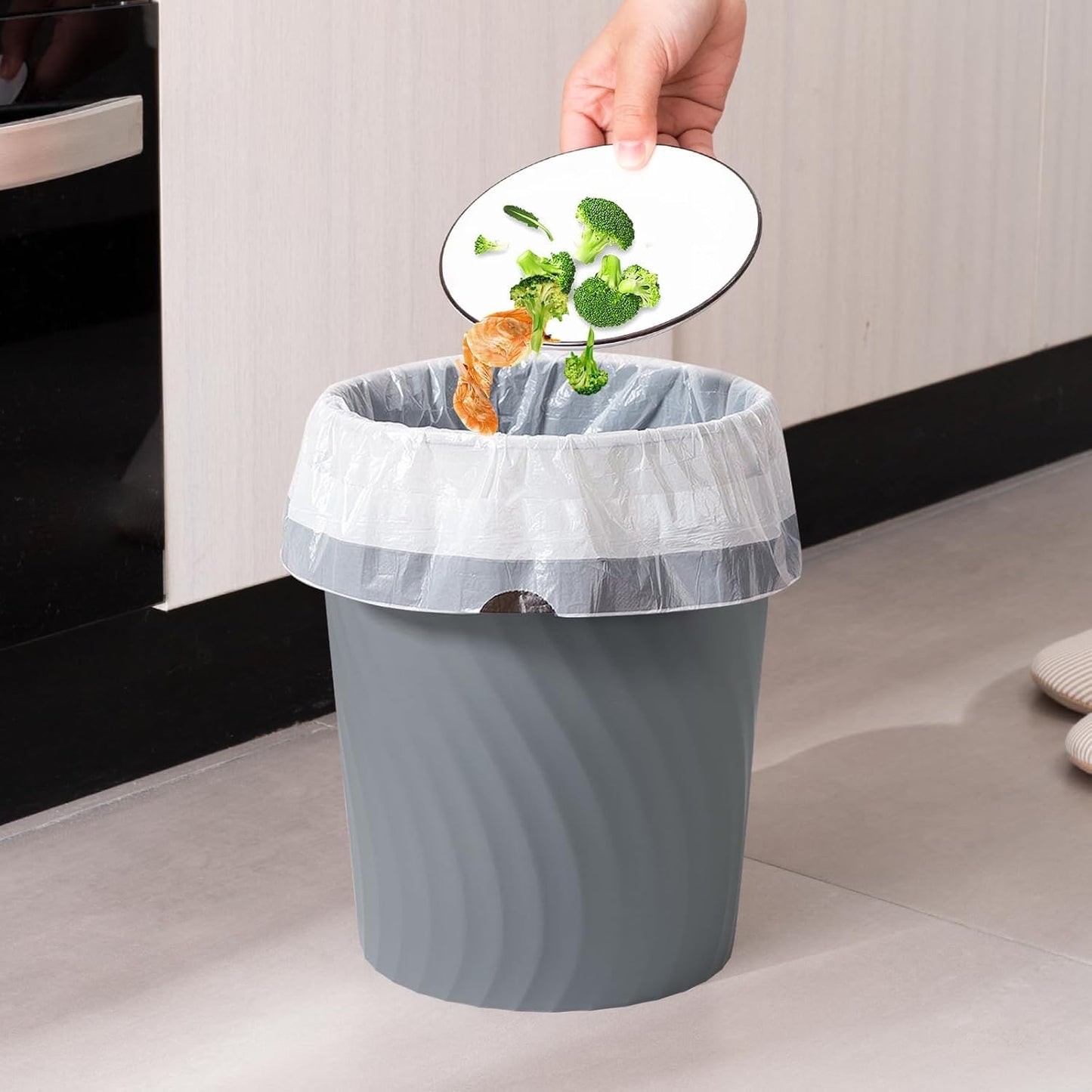 YGJT Small Trash Can, 3 Pack 1.8 Gallons Bathroom Trash Can, Slim Waste Basket, Round Garbage Can