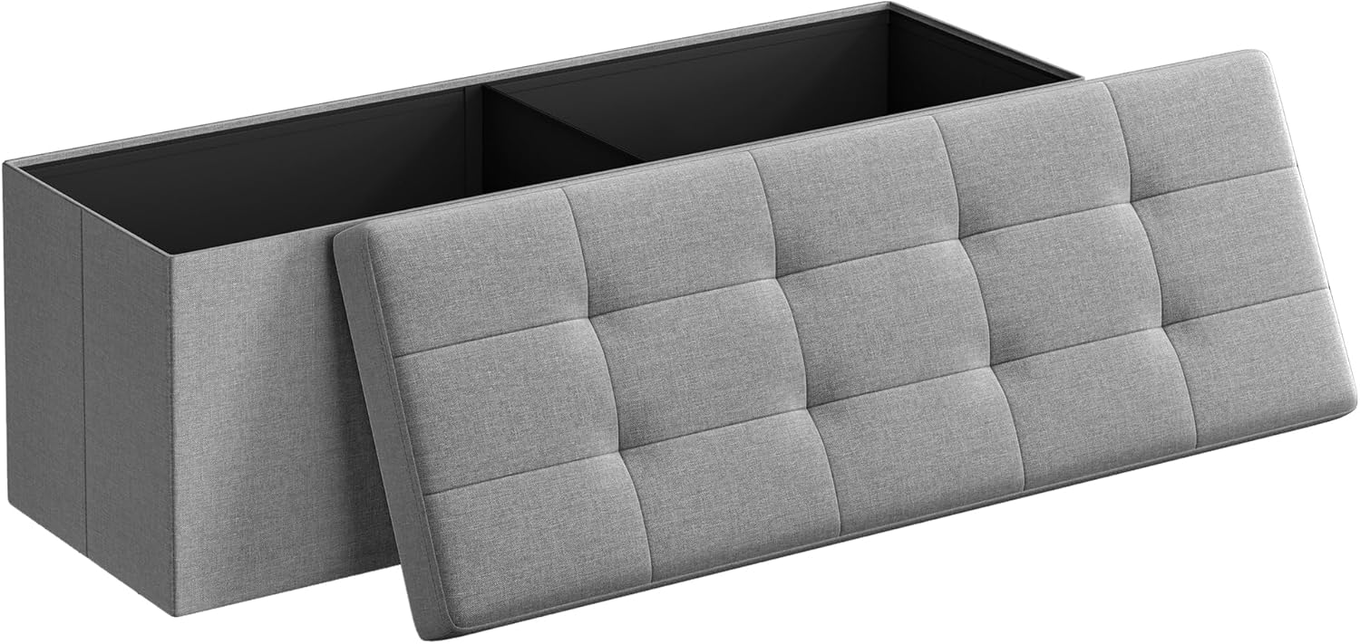 SONGMICS MAZIE Collection - 43 Inches Folding Storage Ottoman Bench, Ottoman Foot Rest, End of Bed