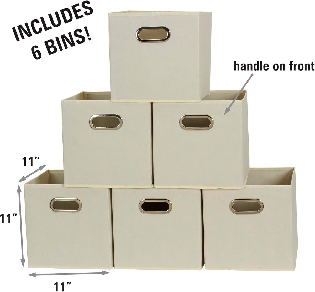 Household Essentials 82-1 Foldable Fabric Storage Bins | Set of 6 Cubby Cubes with Handles |