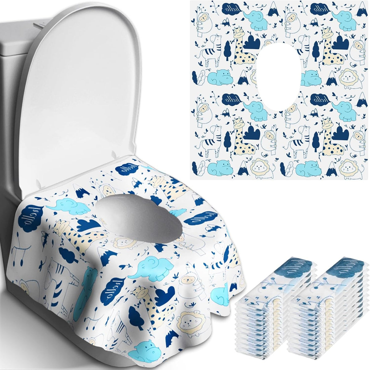 20 PCS Disposable Toilet Seat Covers, Extra Large Portable Potty Seat Covers for Toilet, Bathroom