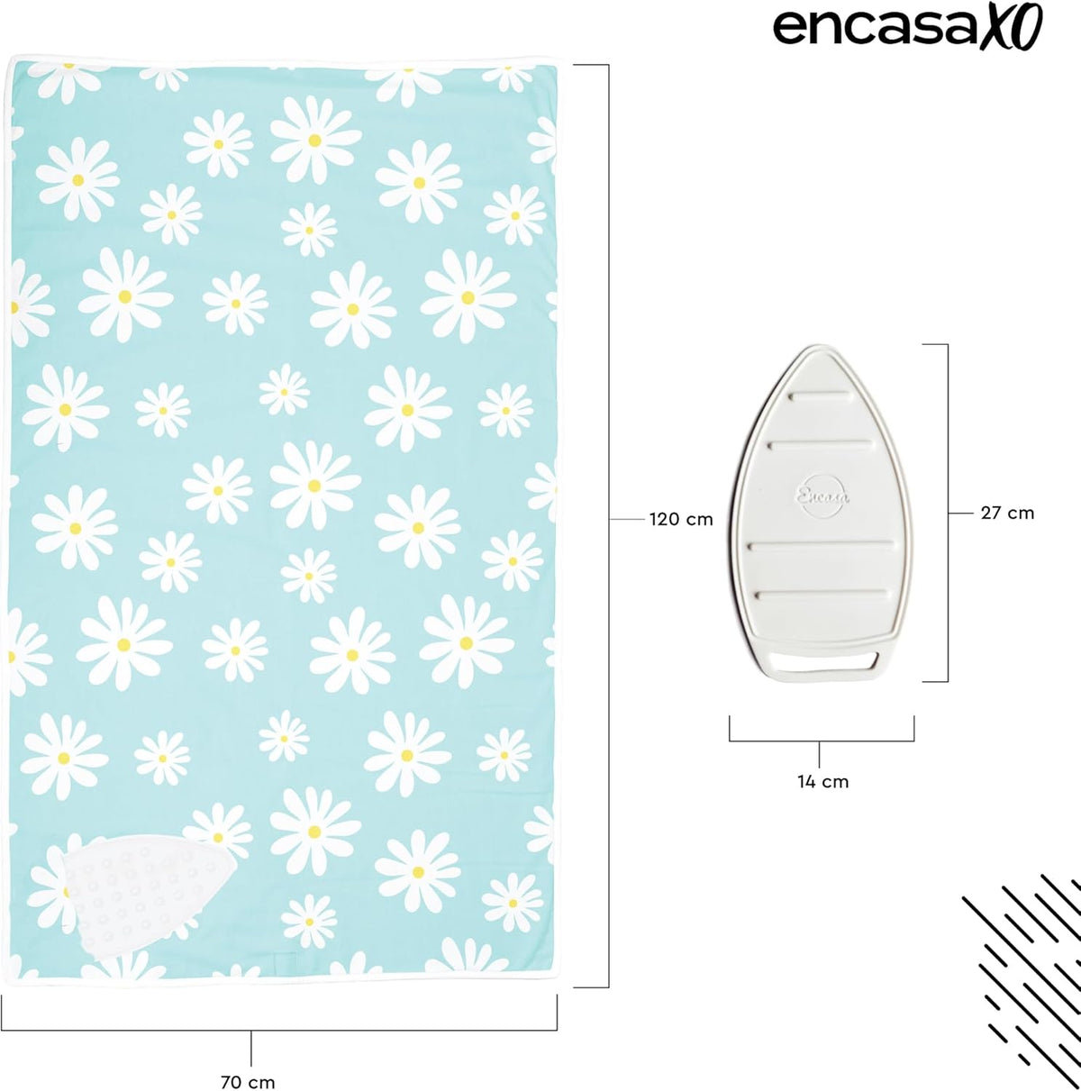 Encasa XO Ironing Mat/Pad (Large 48"x28") with 3mm Padding & Silicone Iron Rest for Steam Pressing