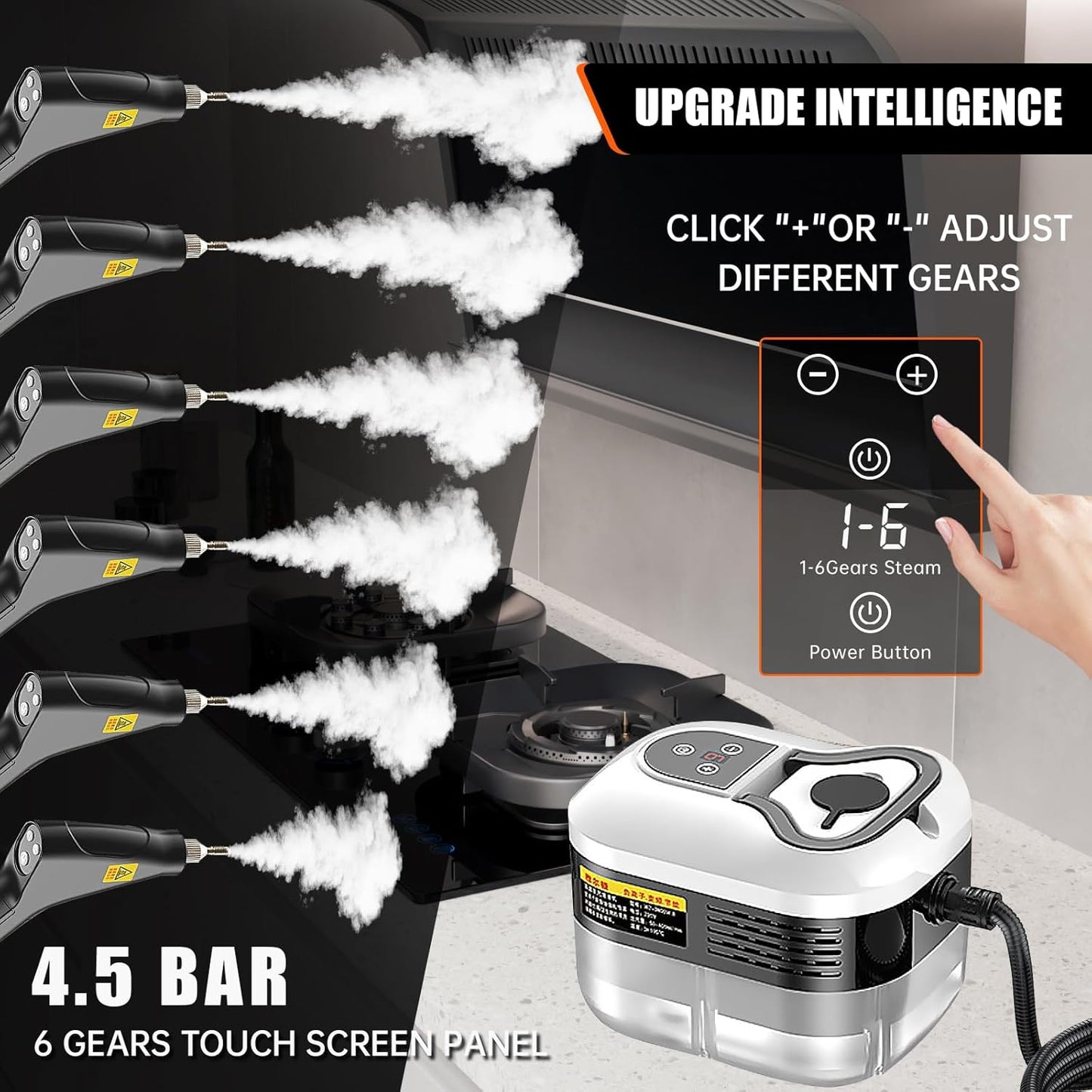 High Pressure Steam Cleaner, 2500W Portable High Temp Bathroom Power Steamer Cleaning Machine Steam