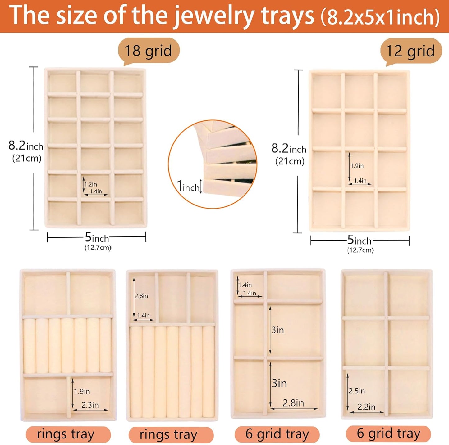 Jewelry Organizer Drawer 8 Set Jewelry Boxes Velvet Jewelry Drawer Organizer Stackable Jewelry Tray