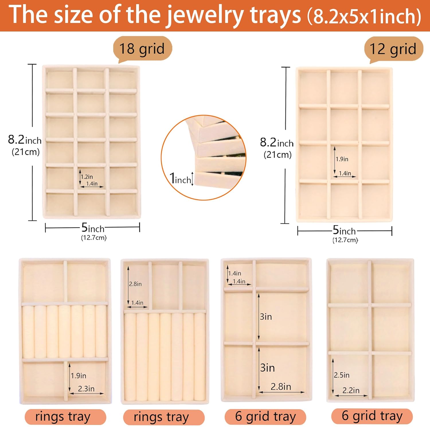 Jewelry Organizer Drawer 8 Set Jewelry Boxes Velvet Jewelry Drawer Organizer Stackable Jewelry Tray