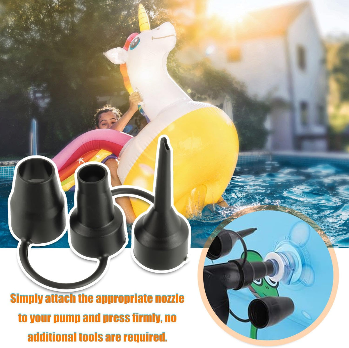 Air Pump Replacement Nozzles, 3 Set Replacement Nozzles, 3 Sizes Air Pump Attachments for