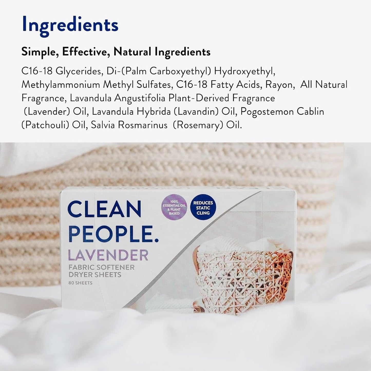The Clean People Fabric Softener Sheets - Dryer Sheets - Softens & Removes Static Cling - Vegan
