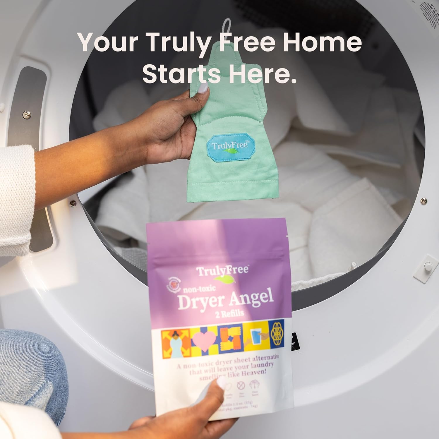 Truly Free Dryer Angel - Natural Dryer Sheet Alternative, Non-Toxic Reusable Fabric Softener Sheets