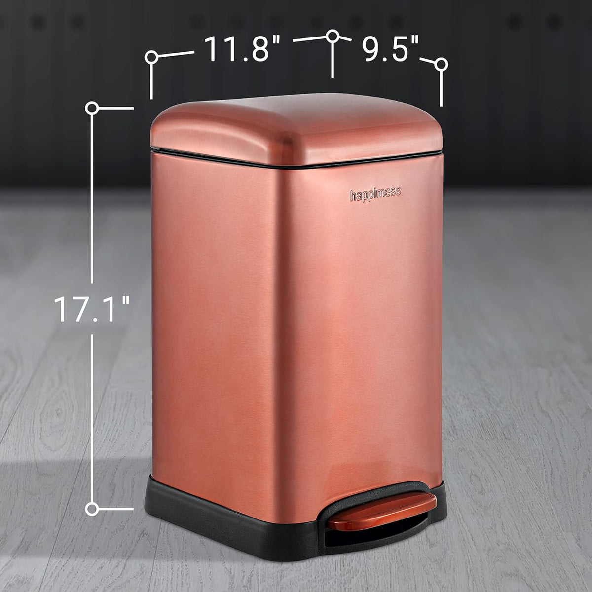 happimess HPM1012D Betty Retro Mini 3.2-Gallon Step-Open Trash Can with Soft-Close Lid, Modern