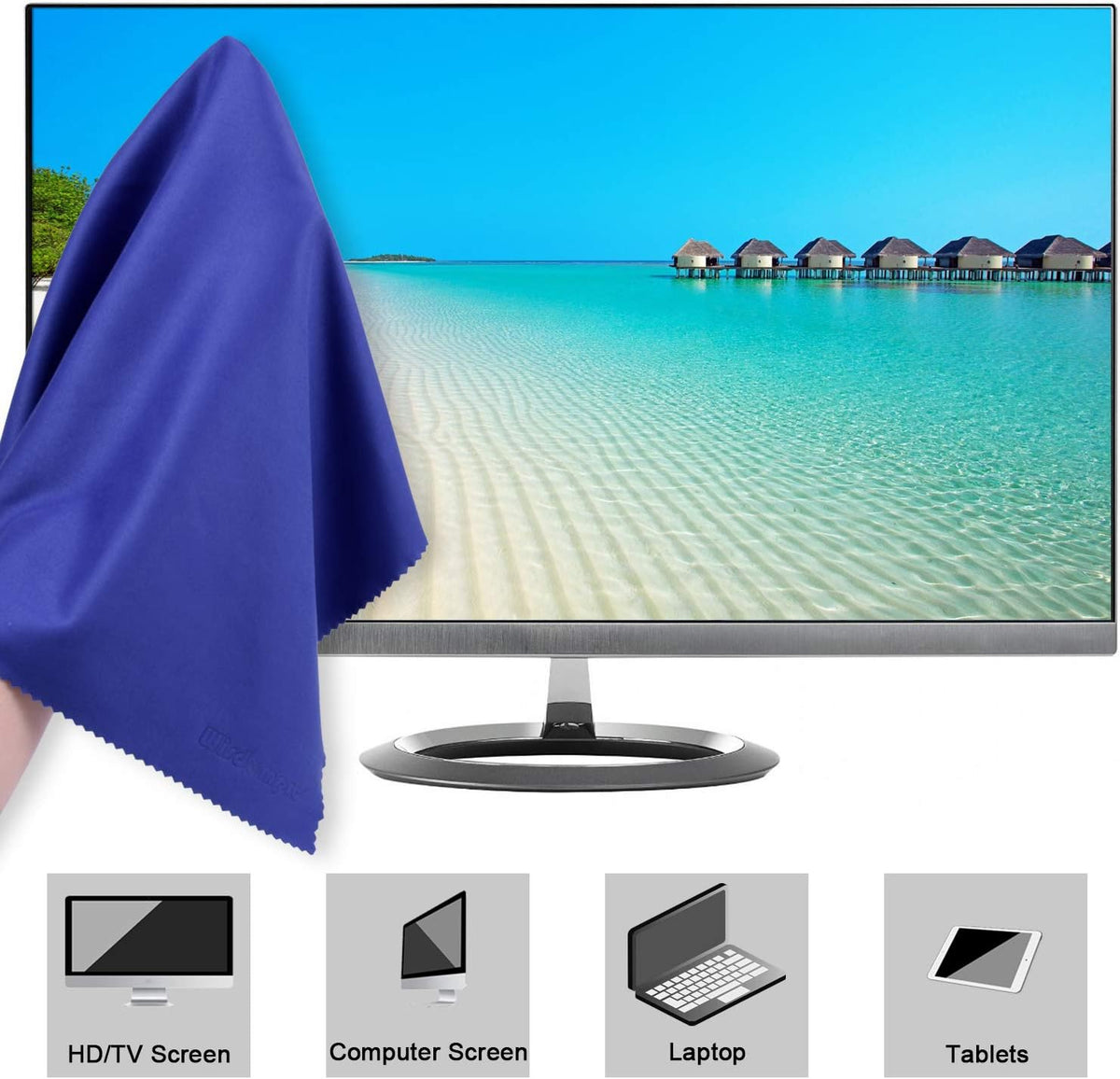 Wisdompro Extra Large 4-Pack Microfiber Cleaning Cloth For Laptop, LCD TV, Computer Screen