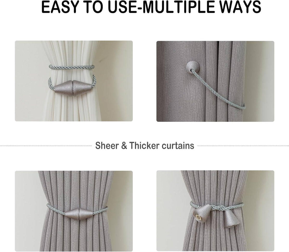 Magnetic Curtain Tiebacks 6 Pack Outdoor Rope Curtain Tie Backs Decorative Window Treatment