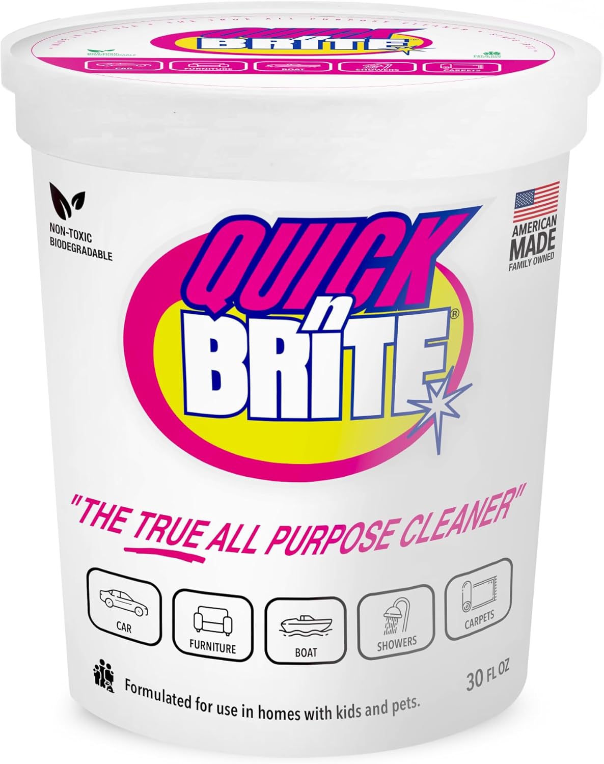 Quick 'n Brite All Purpose Cleaning Paste – Kid & Pet Safe, Powerful Multi-Surface Cleaner for