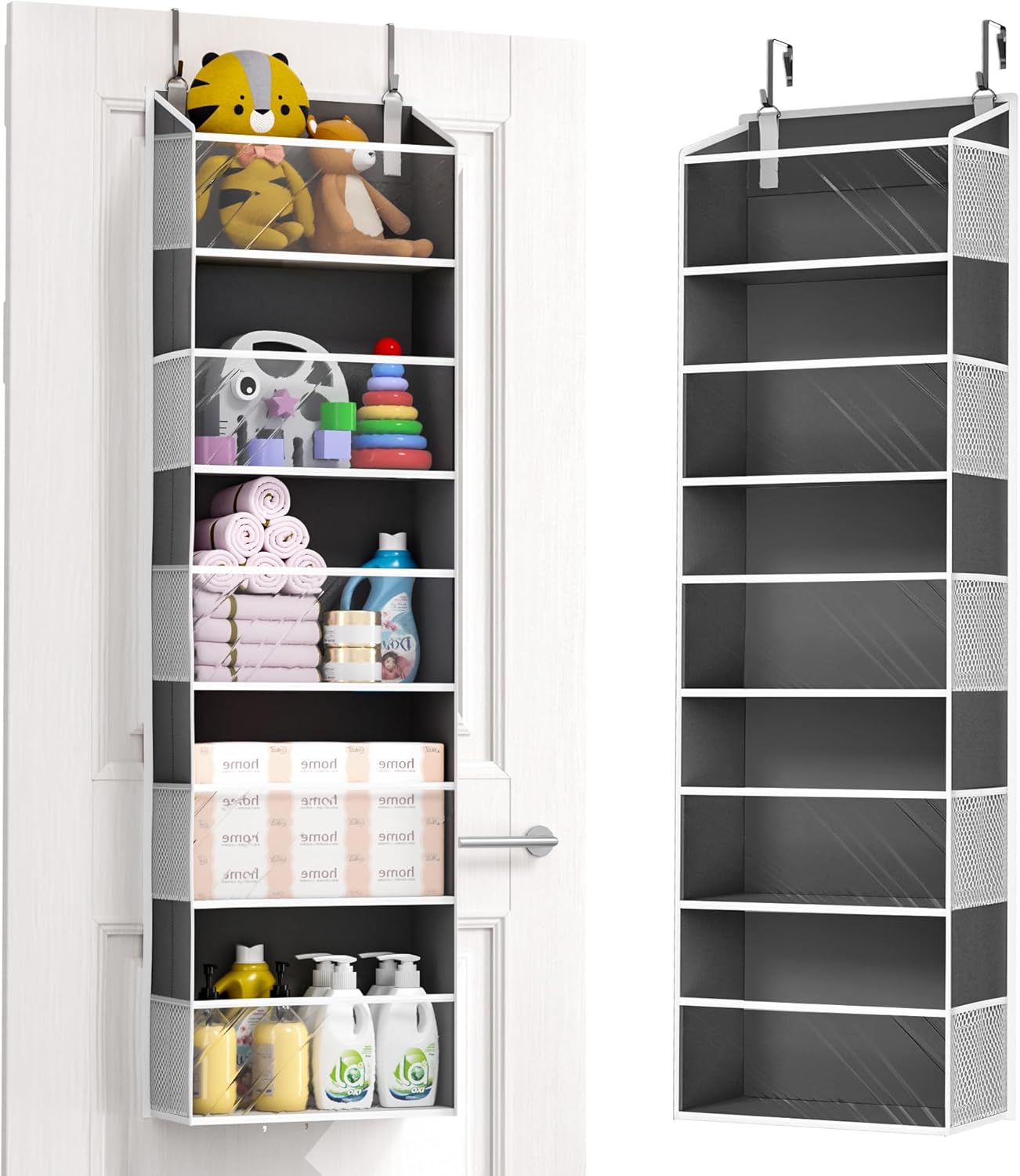 ULG 1-Pack Over Door Organizer with 5 Large Pockets 10 Mesh Side Pockets, 44 lbs Weight Capacity