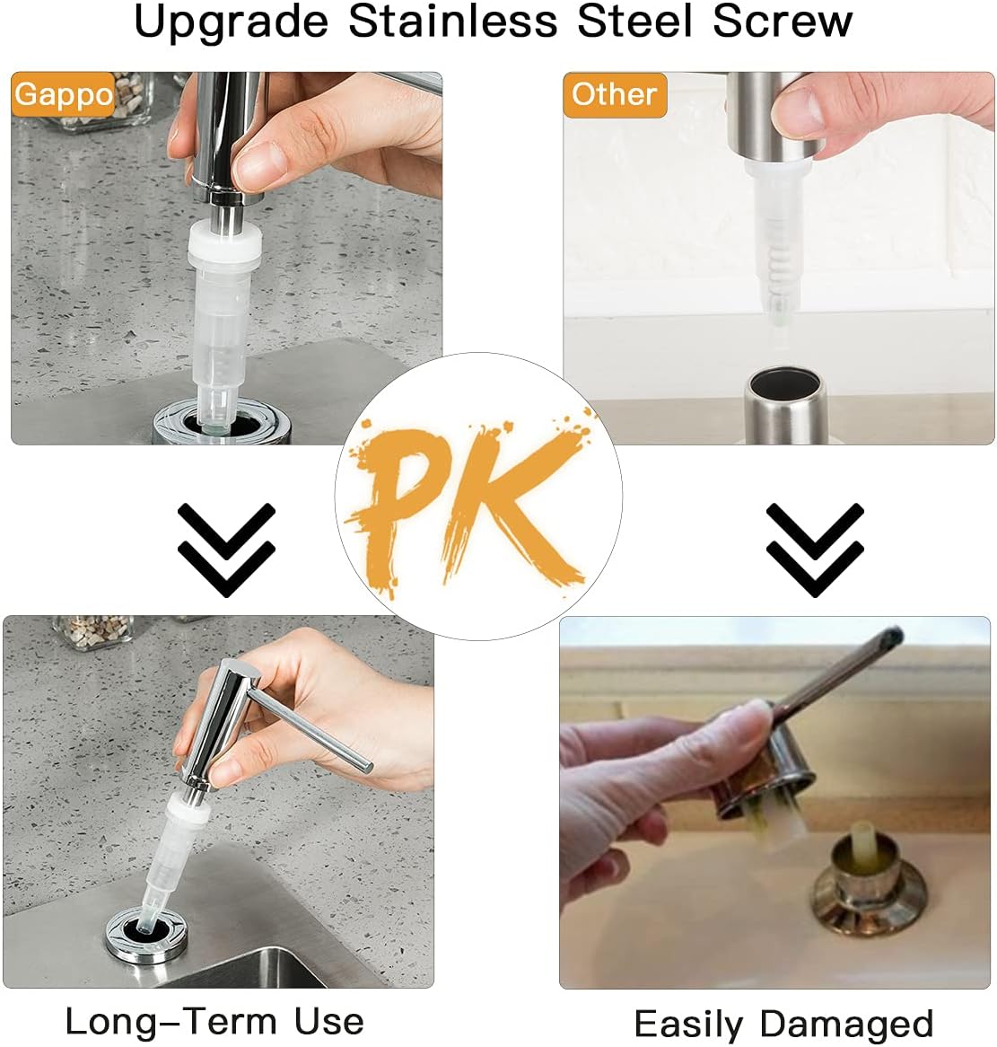 Soap Dispenser for Kitchen Sink Polished Chrome GAPPO Stainless Steel Countertop Pump Hand Lotion