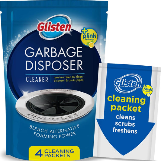 Glisten Garbage Disposer Cleaner, Lemon Scent, 4 Packets