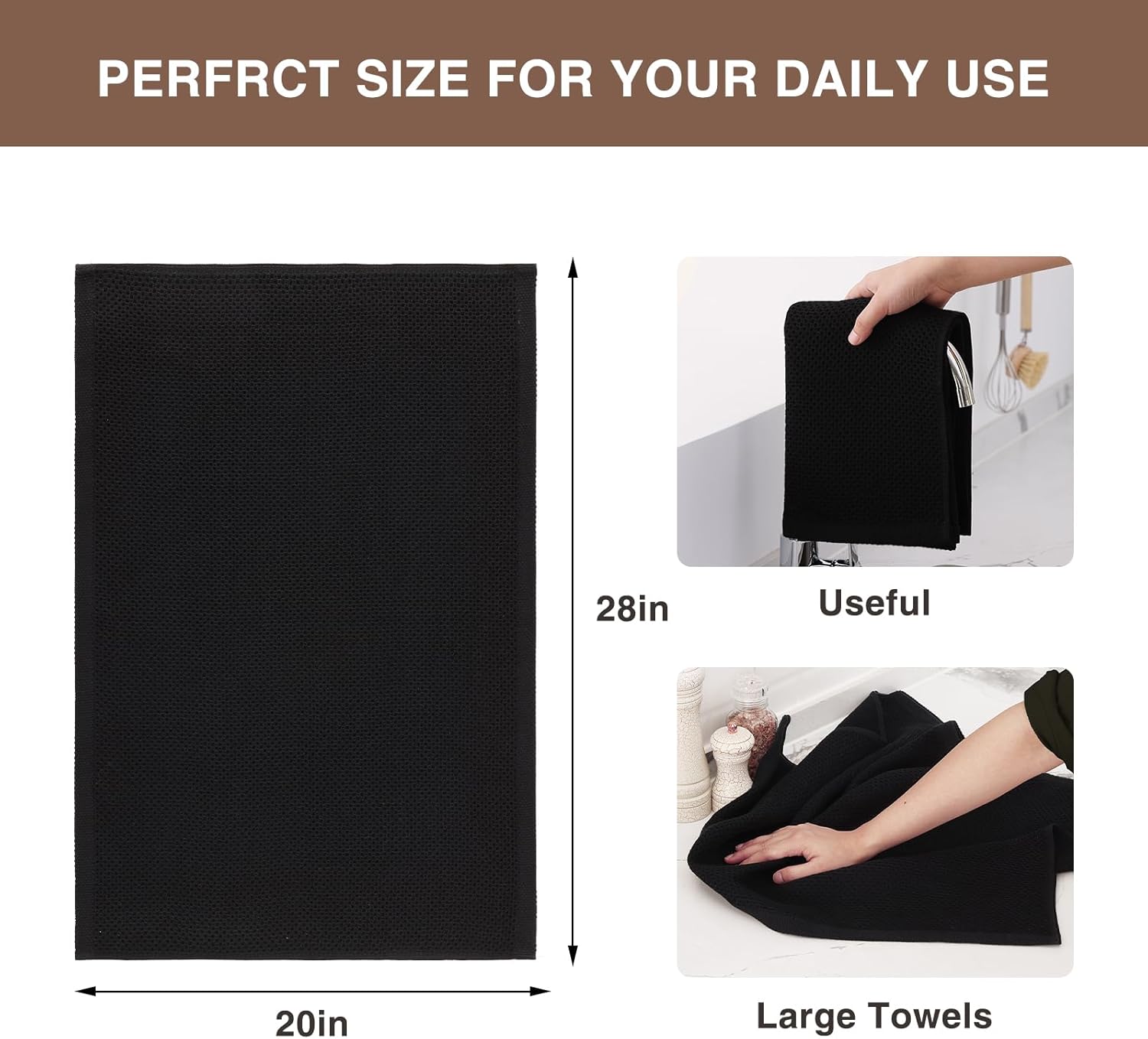 Homaxy 100% Cotton Oversized Waffle Weave Kitchen Dish Towels, Ultra Soft Absorbent Quick Drying
