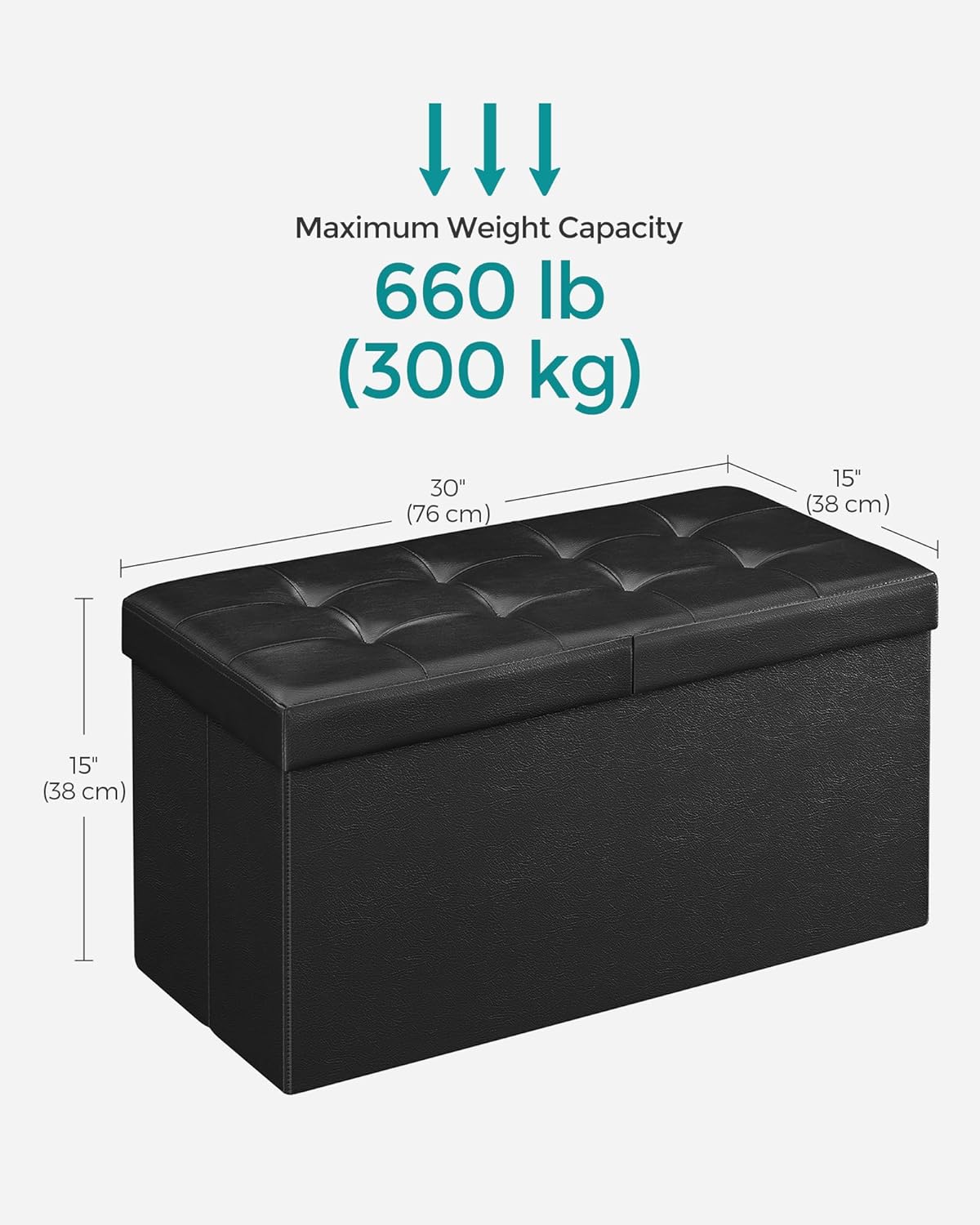 SONGMICS MAZIE Collection - 30 Inches Storage Ottoman Bench with Flipping Lid, Storage Chest
