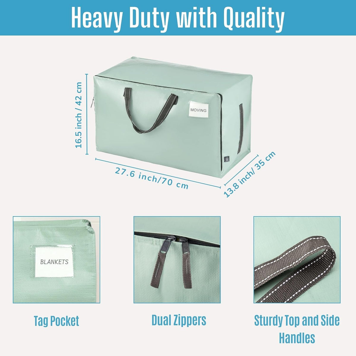 VENO 8 Pack Moving and Storage Bags, Heavy Duty, Alternative to Moving Boxes, Large Packing Totes
