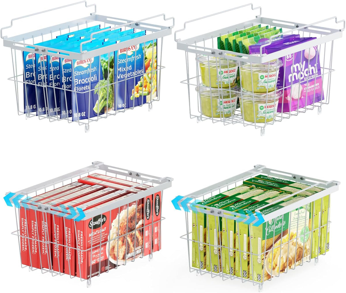 iSPECLE Freezer Organizer Bins - 4 Pack Adjustable & Extra Large Chest Freezer Organizer Bins for 5