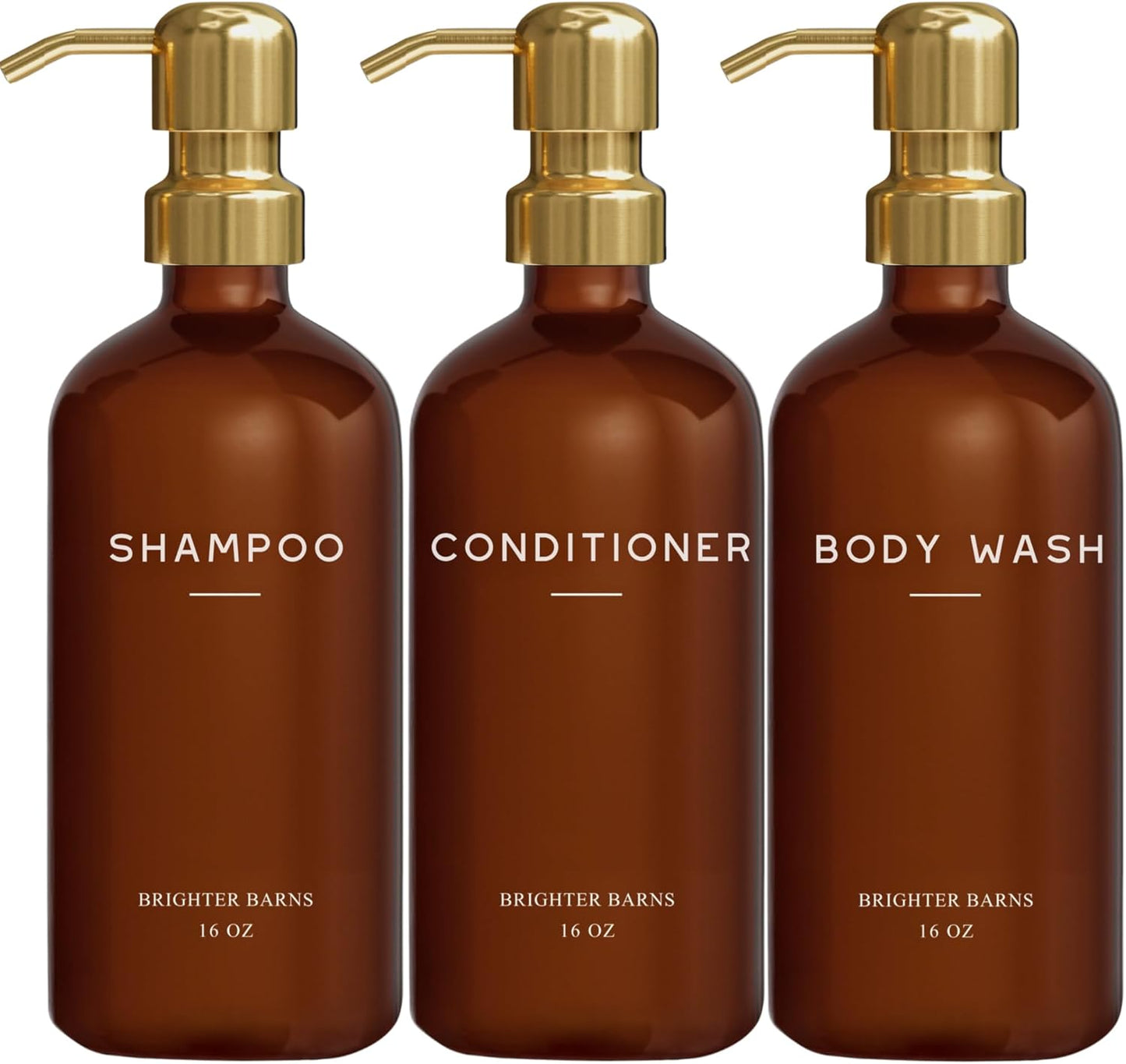 Luxury Shampoo and Conditioner Dispenser Set by Brighter Barns - Empty Shampoo Bottles Refillable