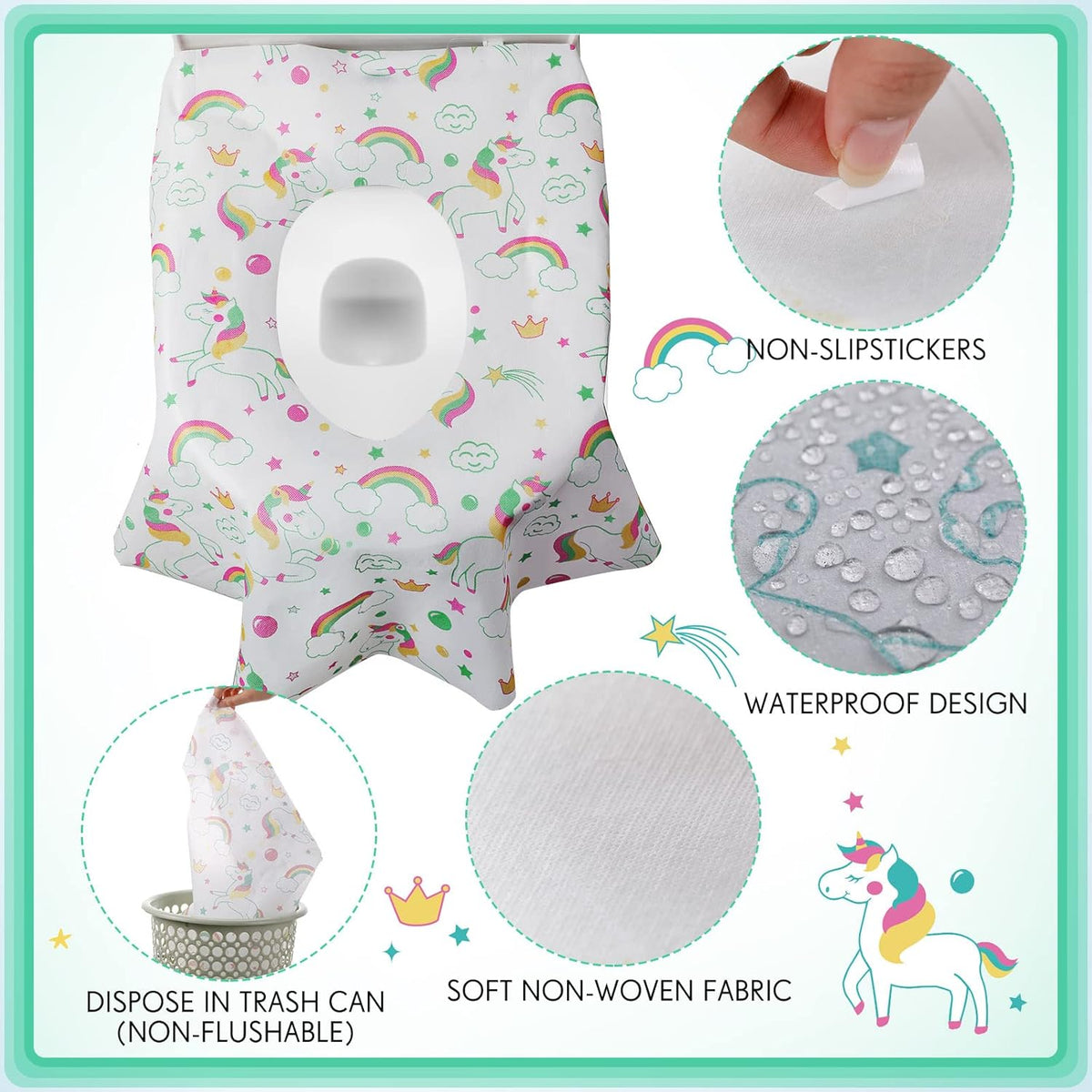 50 Packs Disposable Toilet Seat Covers Extra Large Individually Wrapped for Kids and Adults