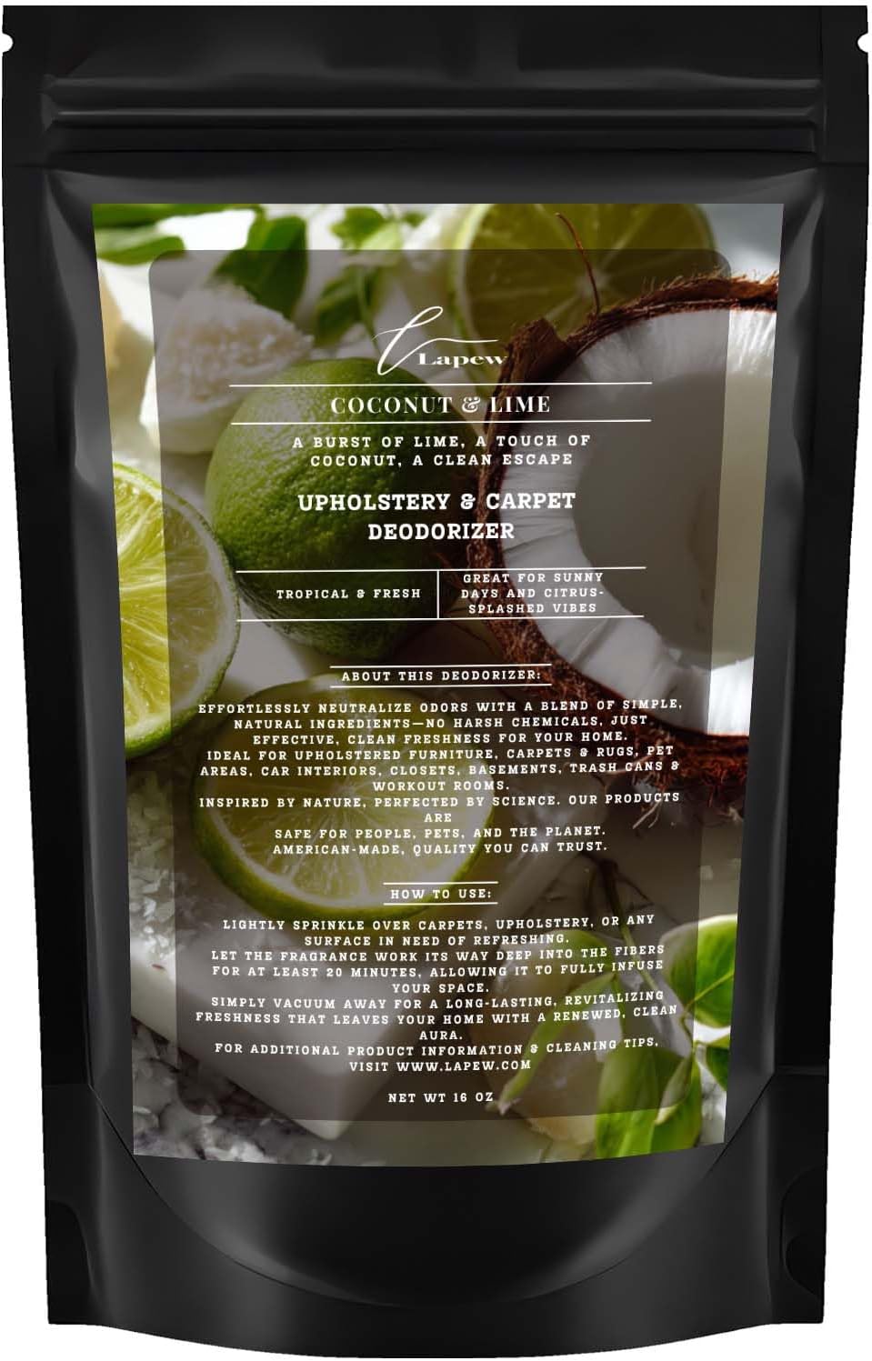 Coconut & Lime Carpet Freshener Powder: Powerful Odor Eliminator for Home, Upholstery Deodorizer