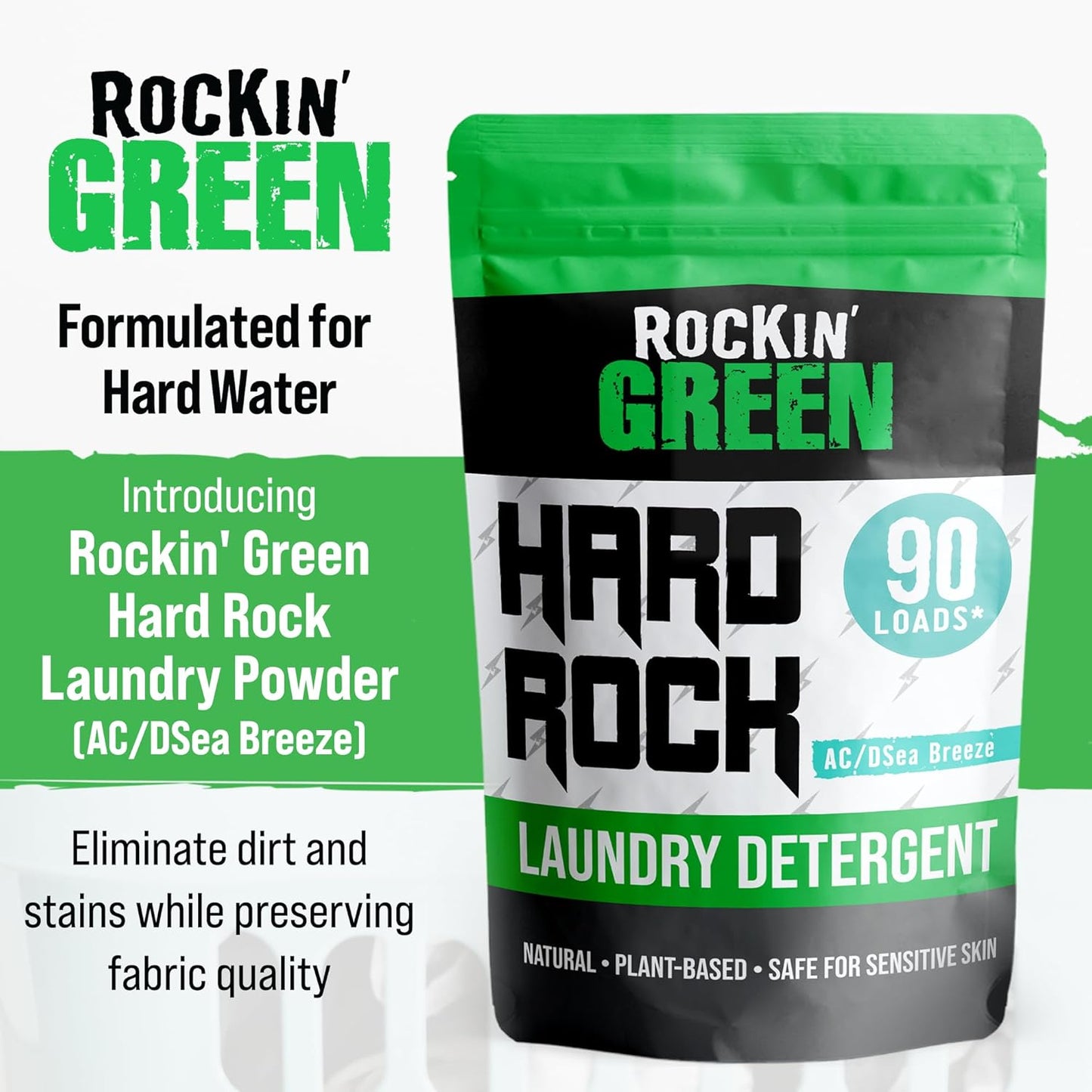 Rockin' Green Hard Rock Powder Laundry Detergent (90 Loads) - Natural Powdered Laundry Detergent