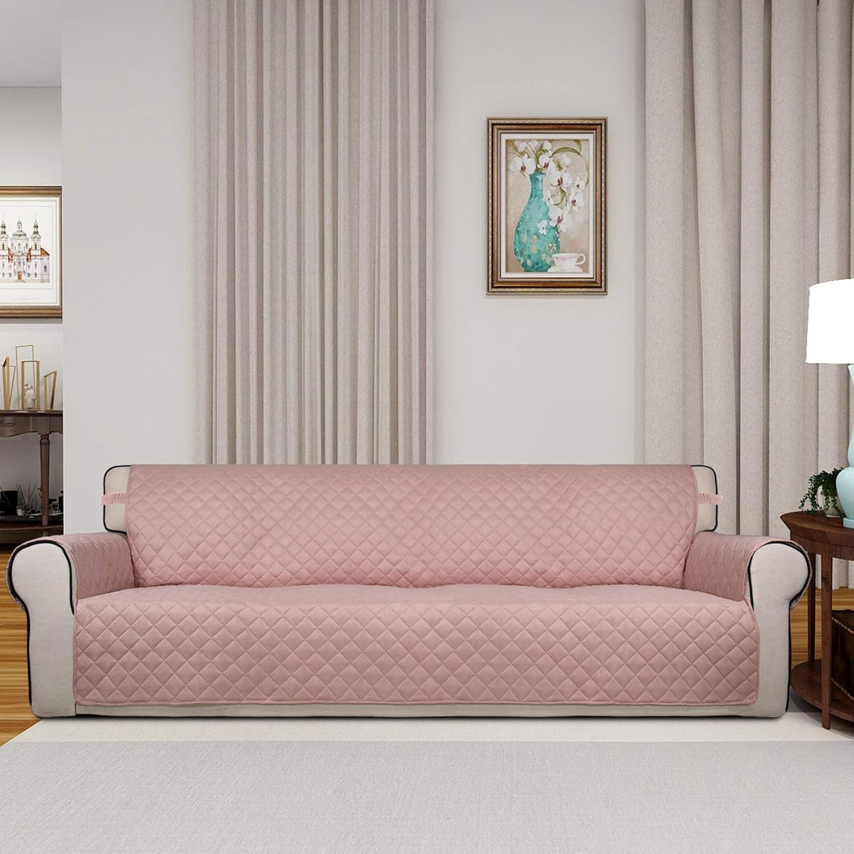 PureFit Reversible Quilted Sofa Cover, Water Resistant Slipcover Furniture Protector, Washable