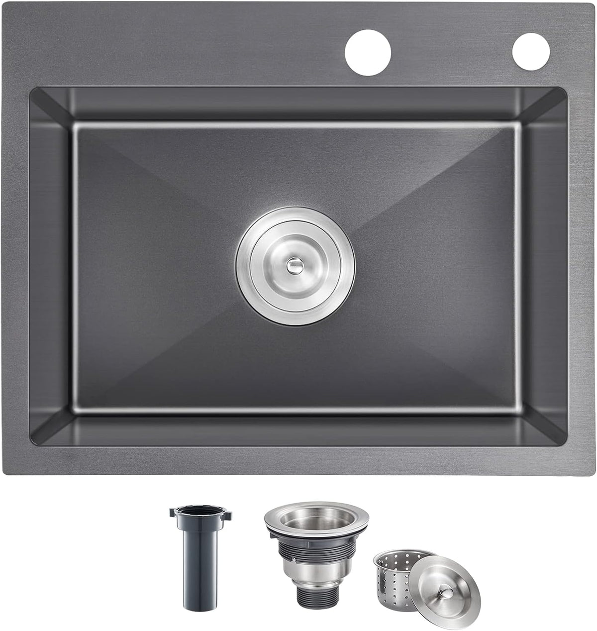 23x18 Inch Kitchen Sink, Handmade 304 Stainless Steel Sink, 9" Deep Single Bowl with Brushed