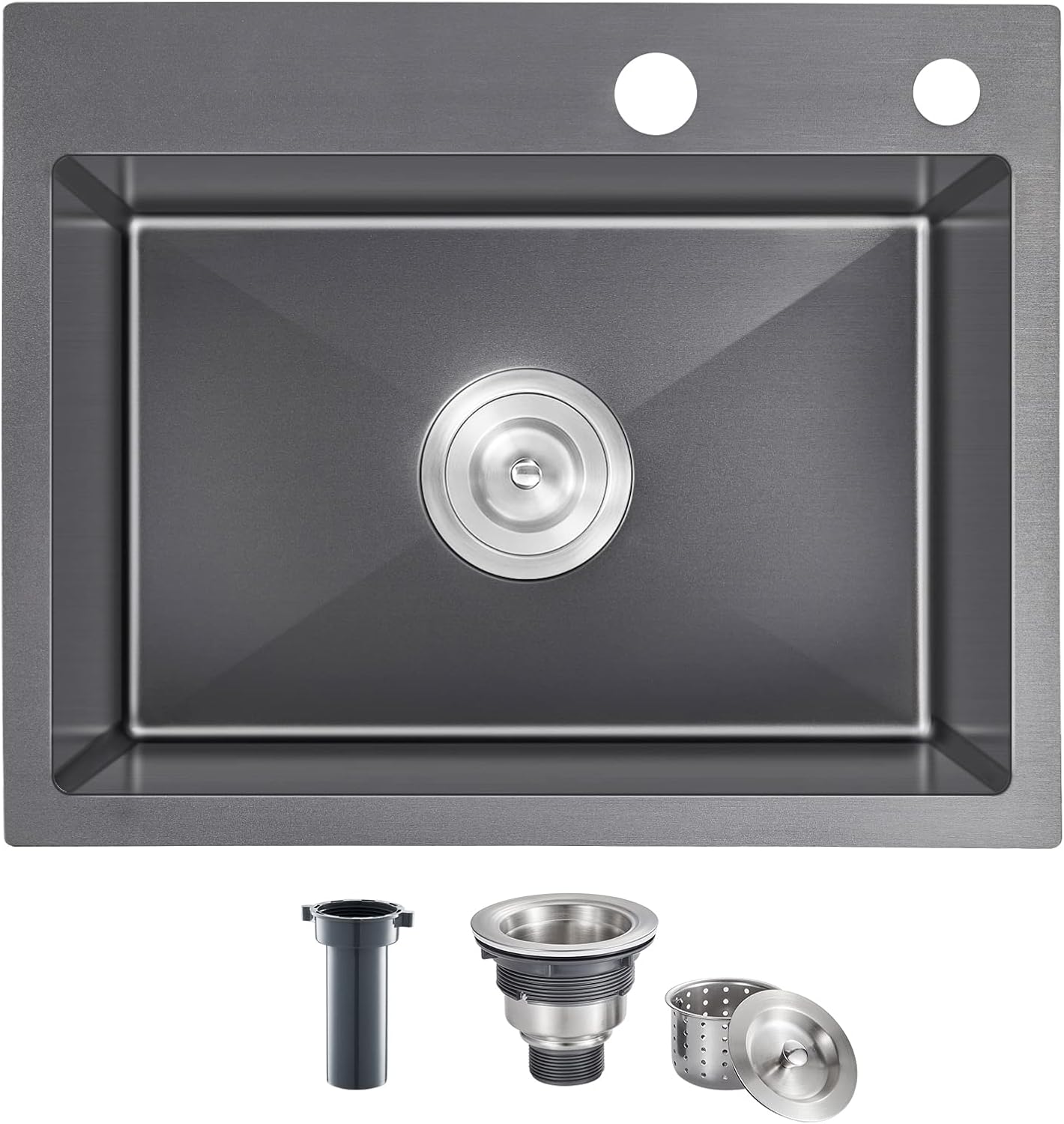 23x18 Inch Kitchen Sink, Handmade 304 Stainless Steel Sink, 9" Deep Single Bowl with Brushed