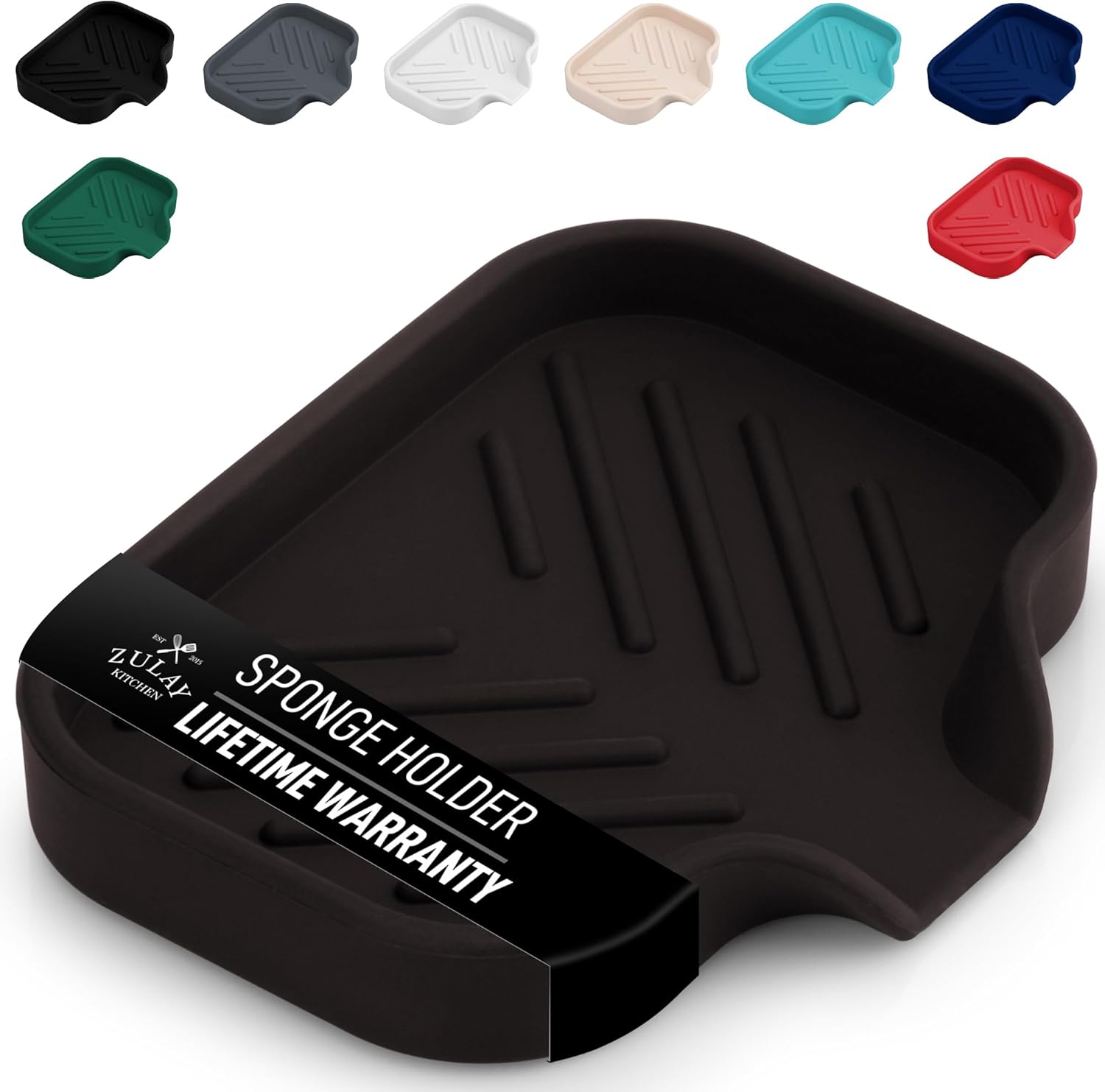 Zulay Kitchen Small Silicone Sponge Holder (4.9x3.3”) – Space-Saving Sink Organizer Tray for