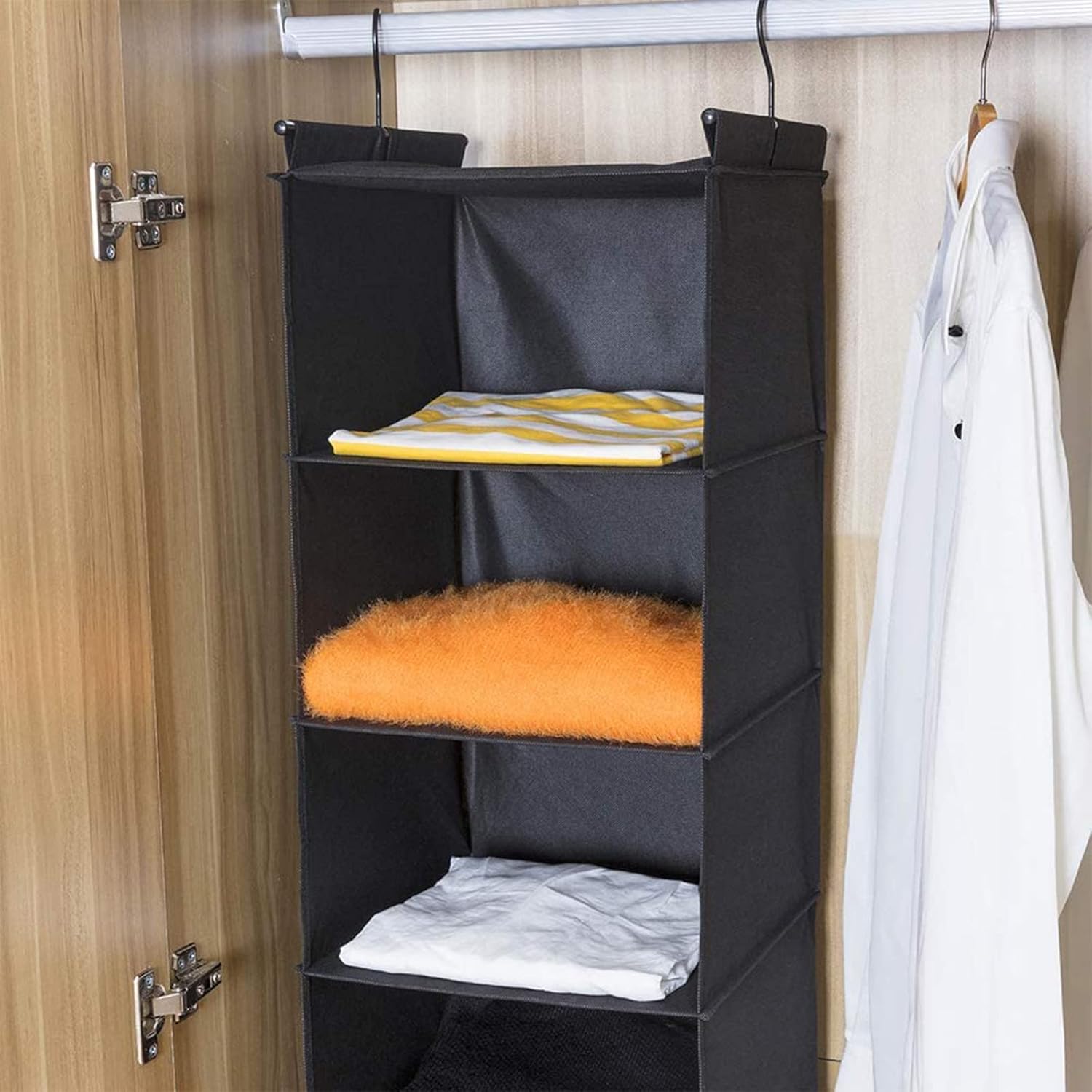 MAX Houser 6 Tier Shelf Hanging Closet Organizer, Closet Hanging Shelf with 2 Sturdy Hooks for