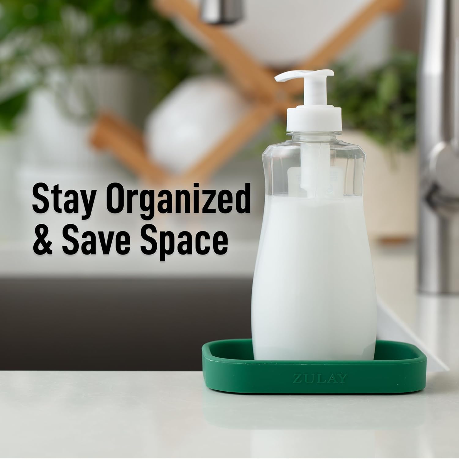Zulay Kitchen Small Silicone Sponge Holder (4.9x3.3”) – Space-Saving Sink Organizer Tray for