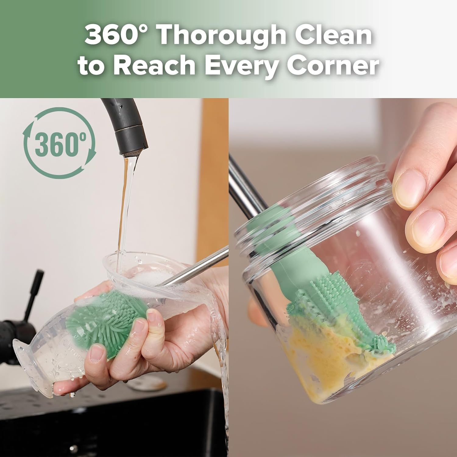haakaa Cleaning Brush Silicone Bottle Brush Double-Ended Soft Silicone Bristles for Breast Pumps