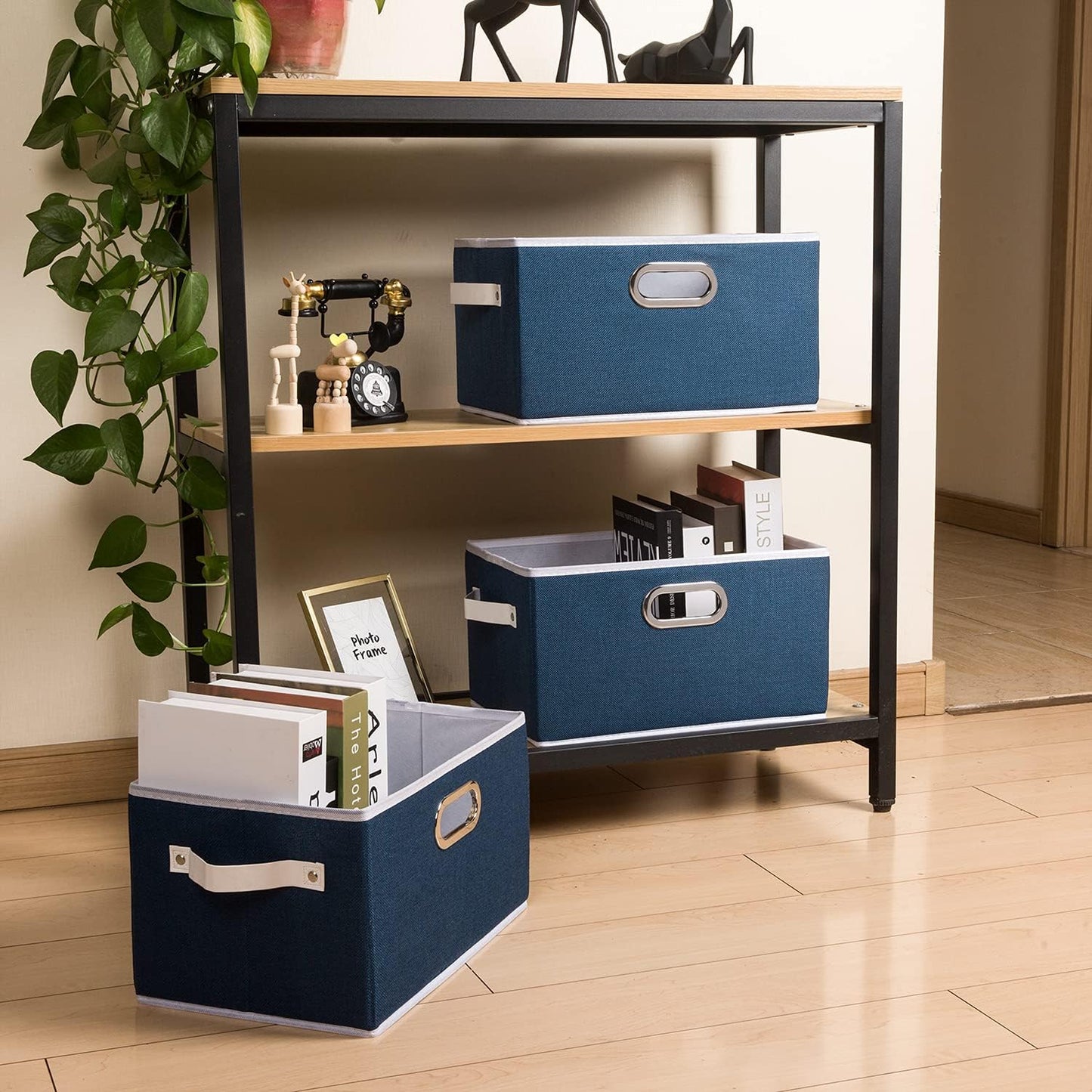 PRANDOM Large Collapsible Storage Baskets for Closet [5-pack] Decorative Fabric Storage Bins Cubes