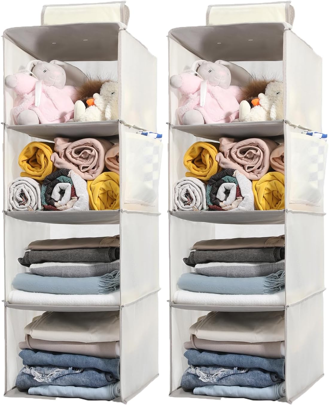 2 Packs Hanging Closet Organizer Storage, 4-Shelf Hanging Shelves for Closet, Closet Clothes