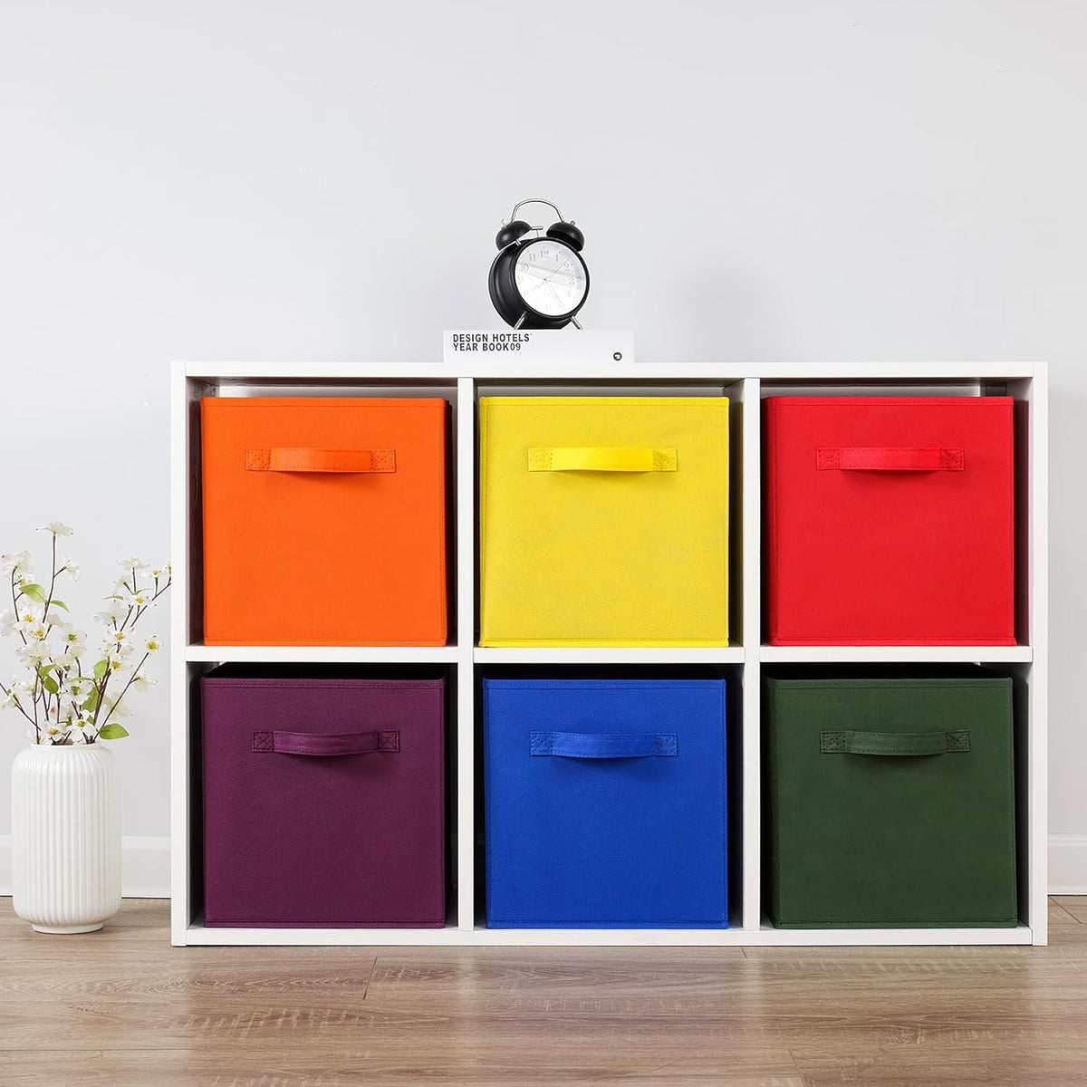 Stero 13x13x13 Inch Fabric Storage Bins 6 Pack Fun Colored Durable Storage Cubes with Handles