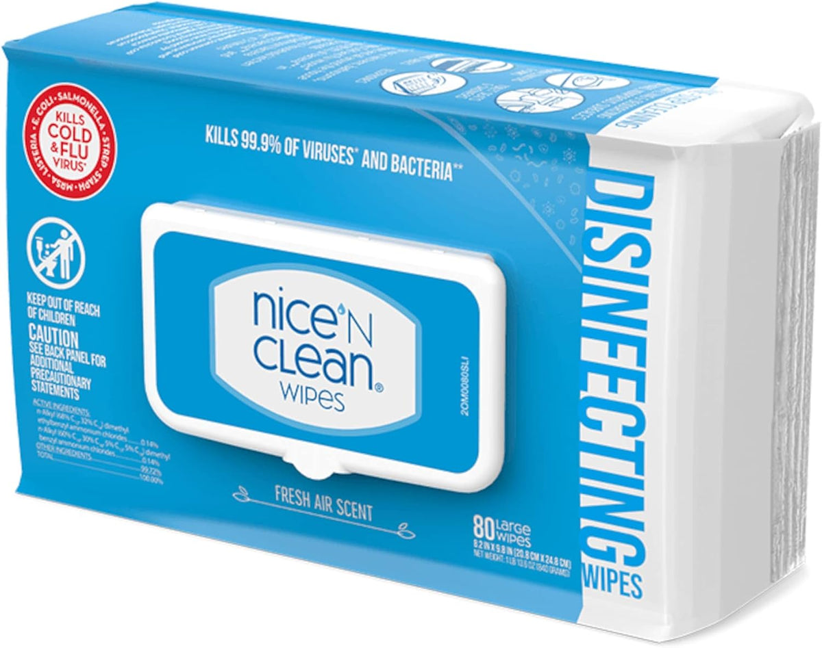 Nice 'N Clean Disinfecting Surface Wipes 80ct | Cleans & Disinfects Home & Kitchen Surfaces | Fresh