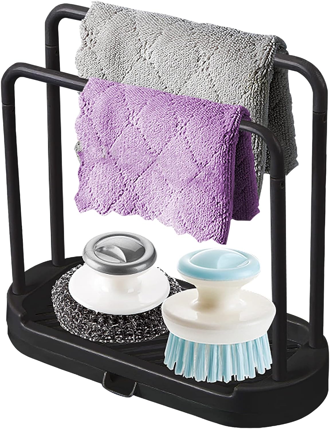 Kitchen Sink Rack Tray Organizer Stand for Sponge, Dish Cloth, Rag, Brush, Scrubber Storage and