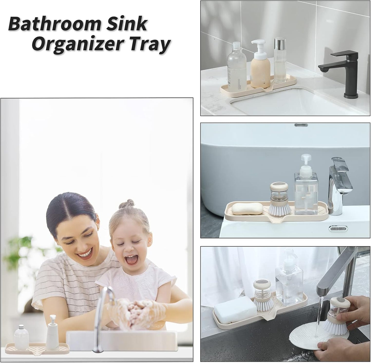 Silicone Bathroom Soap Dishes with Drain Spout-Bathroom and Kitchen Sink Organizer,Sponge