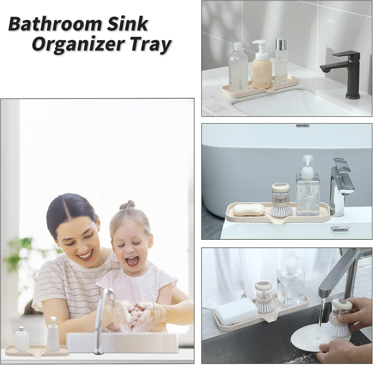 Silicone Bathroom Soap Dishes with Drain Spout-Bathroom and Kitchen Sink Organizer,Sponge