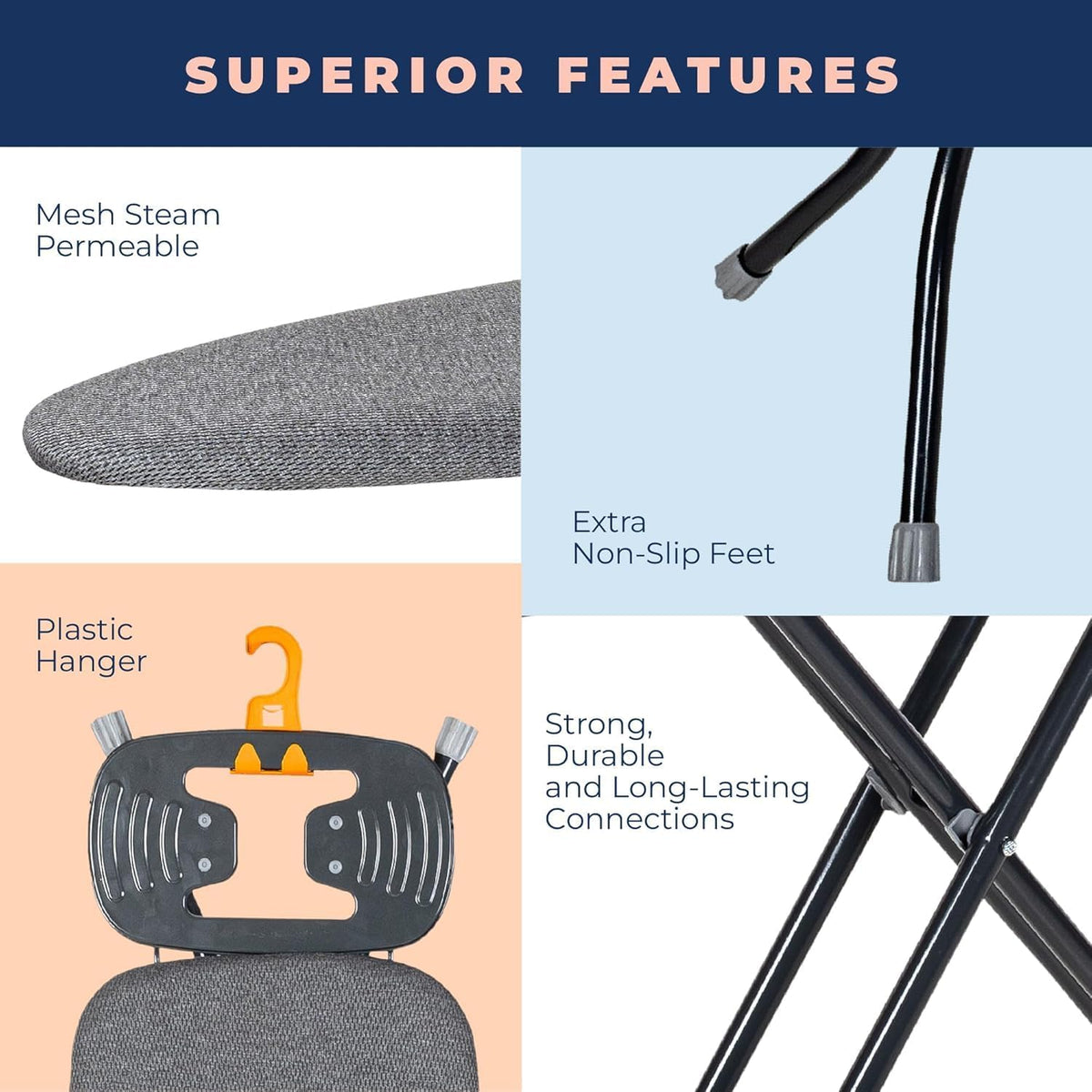 Ironing Board with Iron Rest, Iron Board with 3 Layers Extra Thick Cover, Compact and Space Saver