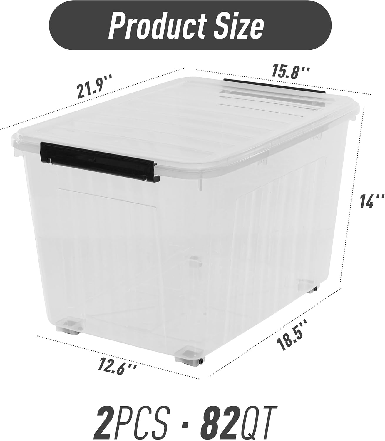 Citylife 82 QT Clear Plastic Storage Bins with Lids Stackable and Nestable Storage Boxes with Lids