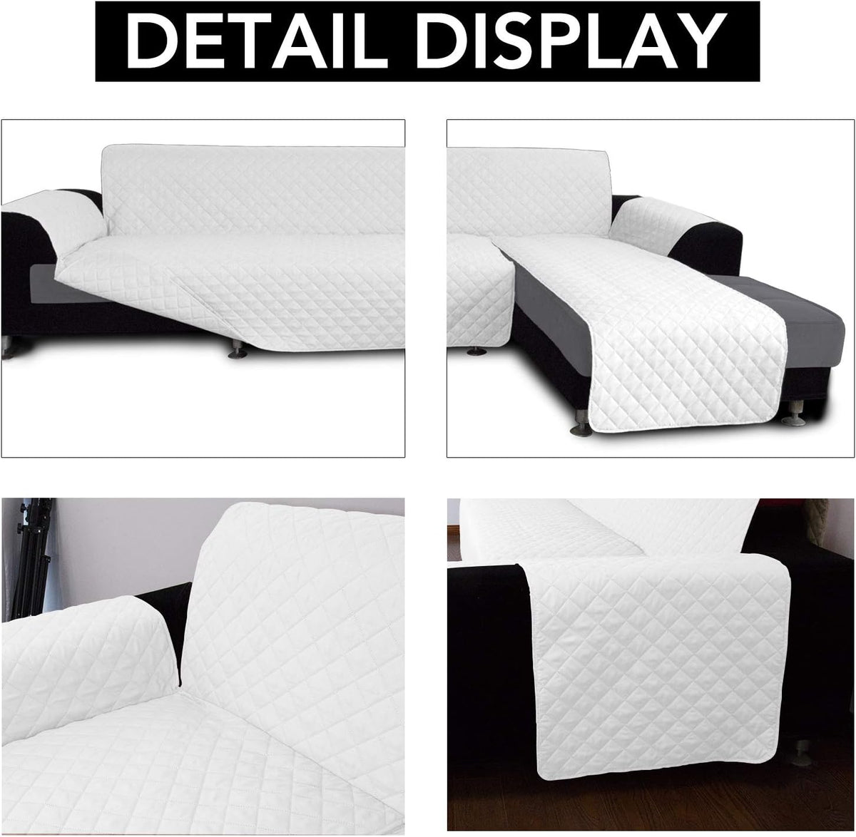 Easy-Going L Shape Sofa Slipcover - Sectional Couch Cover with Chaise - Reversible Sofa Cover for